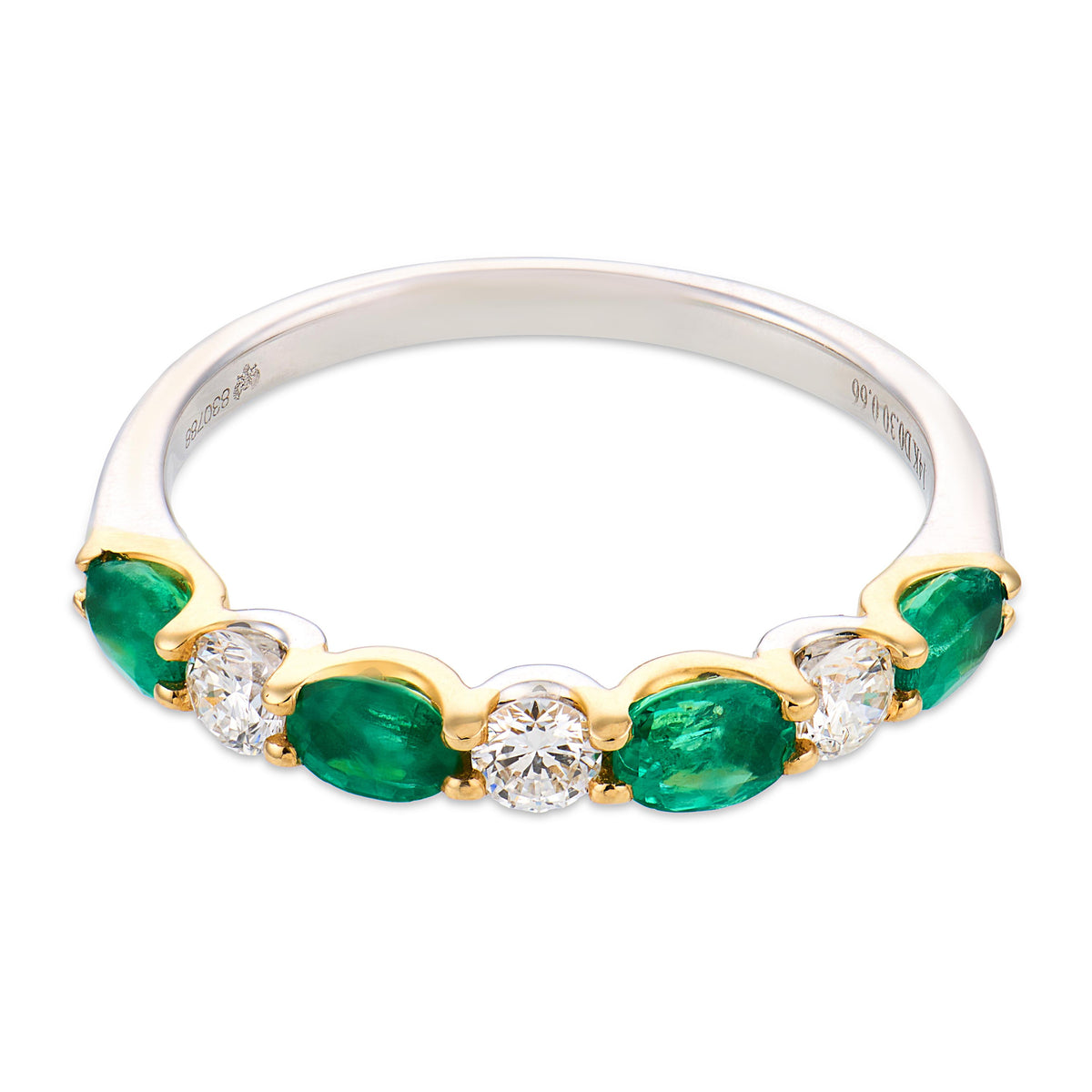 Estate 14k Emerald & Diamond Half Band