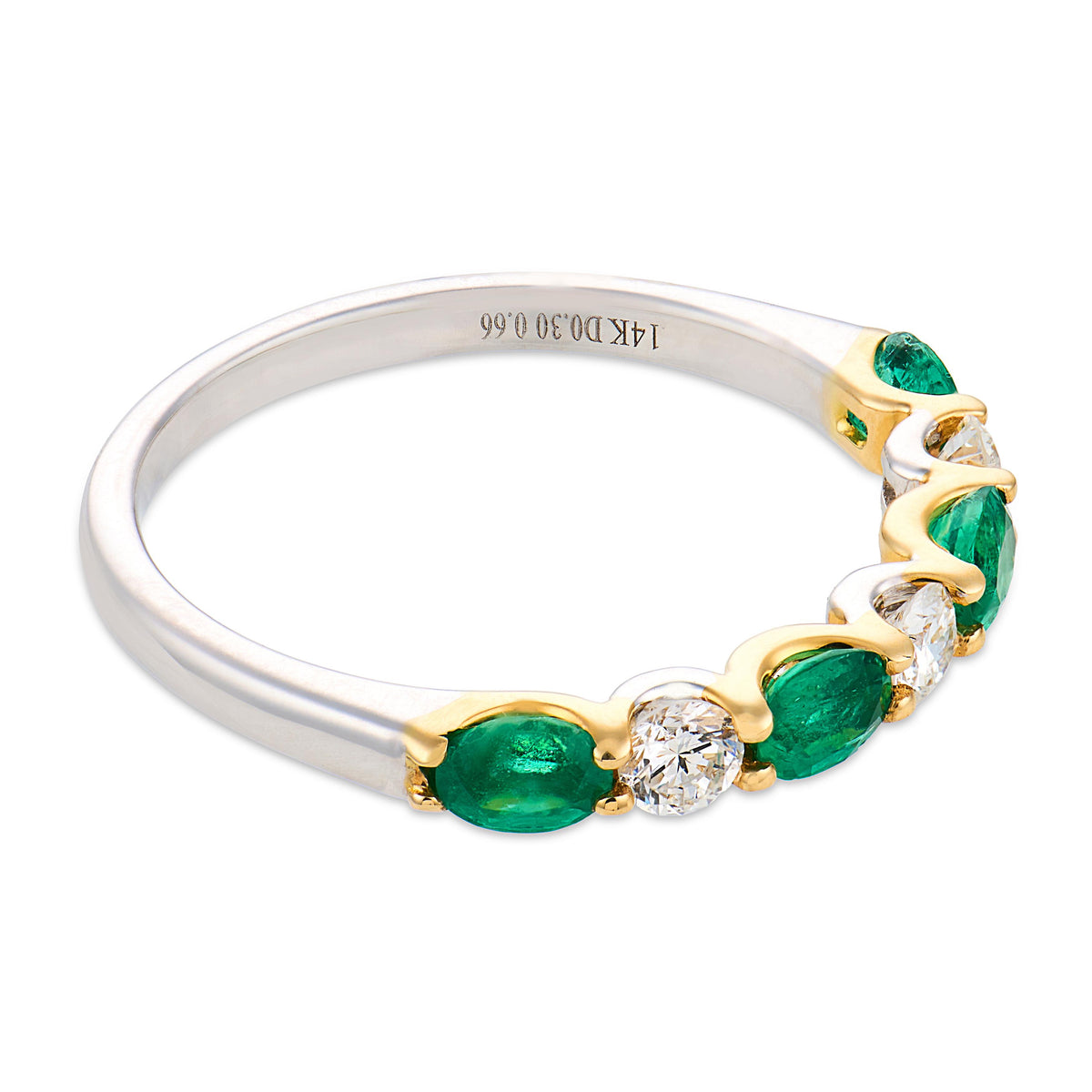 Estate 14k Emerald & Diamond Half Band