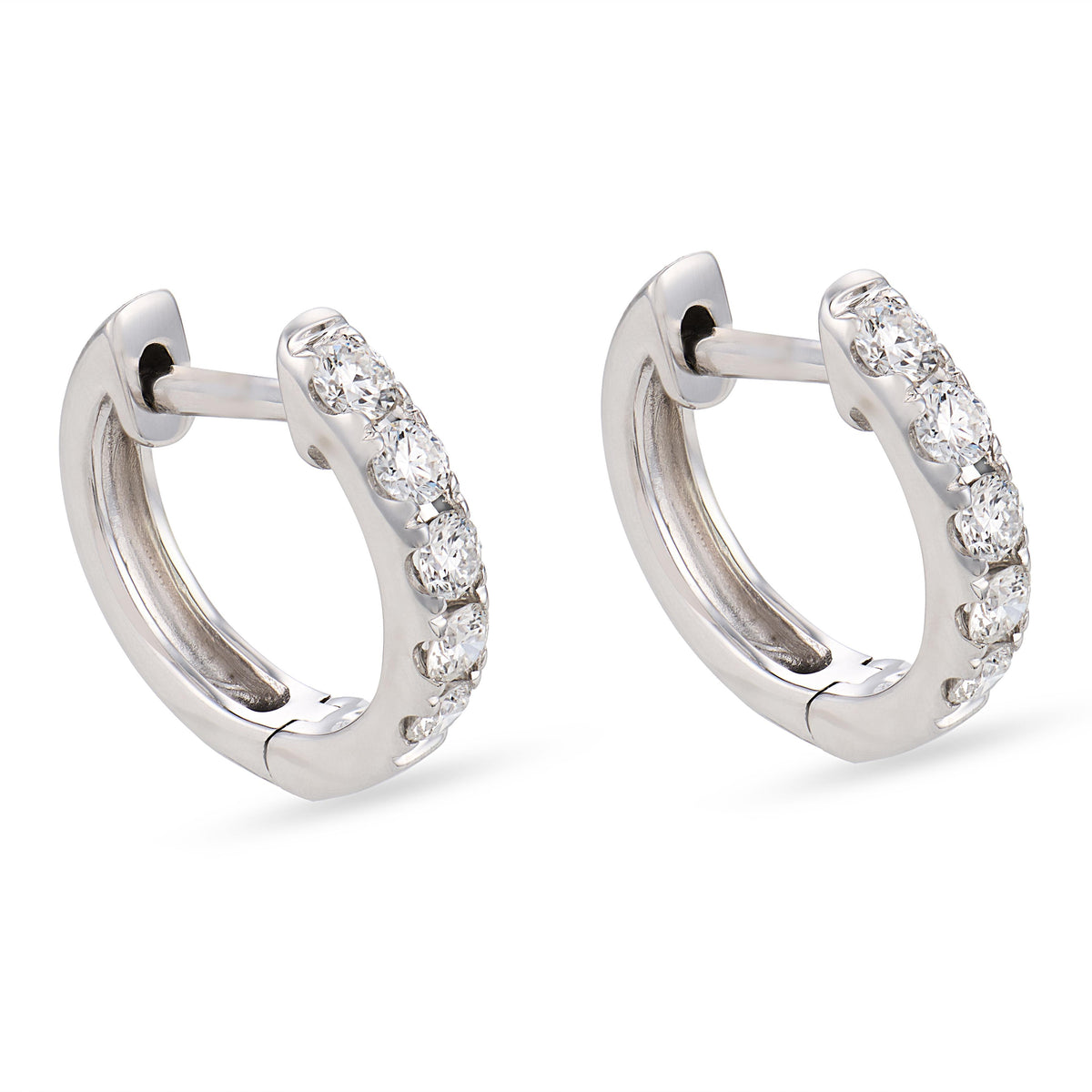Estate 14k Diamond Huggie Hoop Earrings