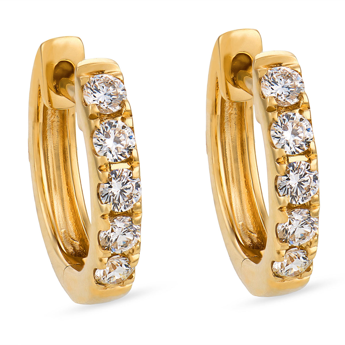 Estate 14k Diamond Huggie Hoop Earrings