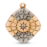 Edwardian 14k/Platinum Diamond Starburst-Motif Locket Pendant