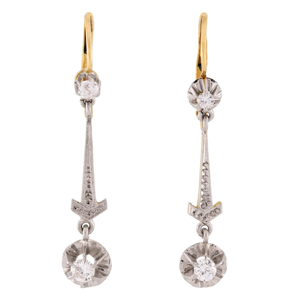 Surmound Edwardian 18k/Platinum Diamond Drop Earrings – A. Brandt + Son
