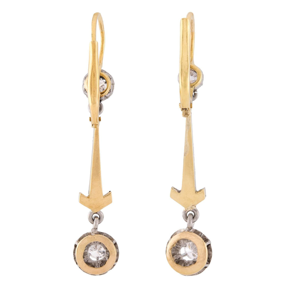 Edwardian 18k/Platinum Diamond Drop Earrings