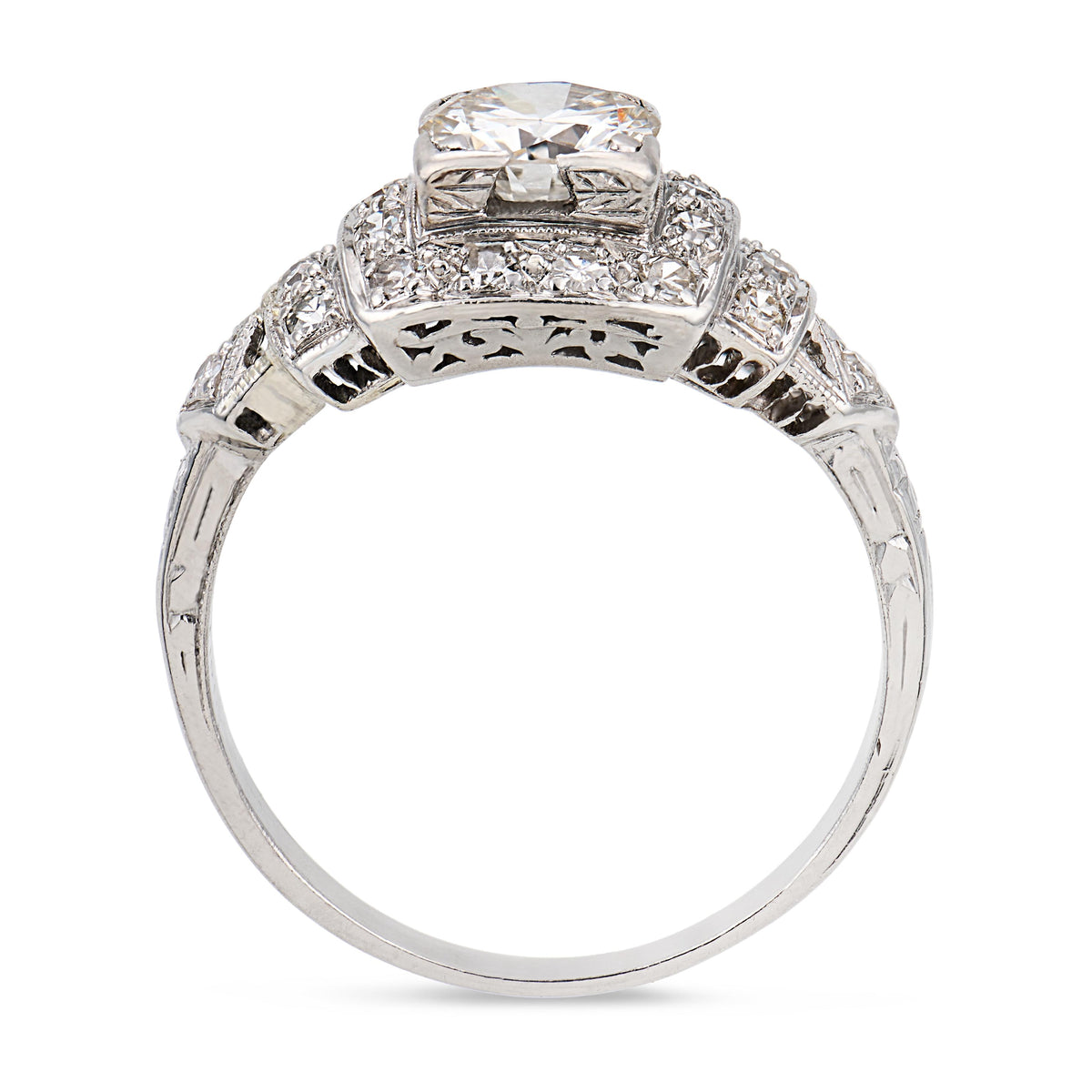 Art Deco Platinum Diamond Engagement Ring.90ct