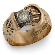 Victorian 9k/Sterling Silver Diamond Buckle Ring