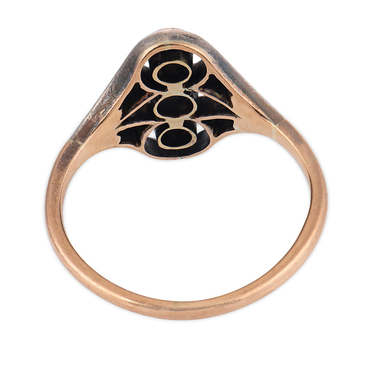 Victorian 14k/Sterling Silver Diamond Navette Ring