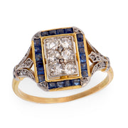 Edwardian 18k/Platinum Diamond & Sapphire Ring