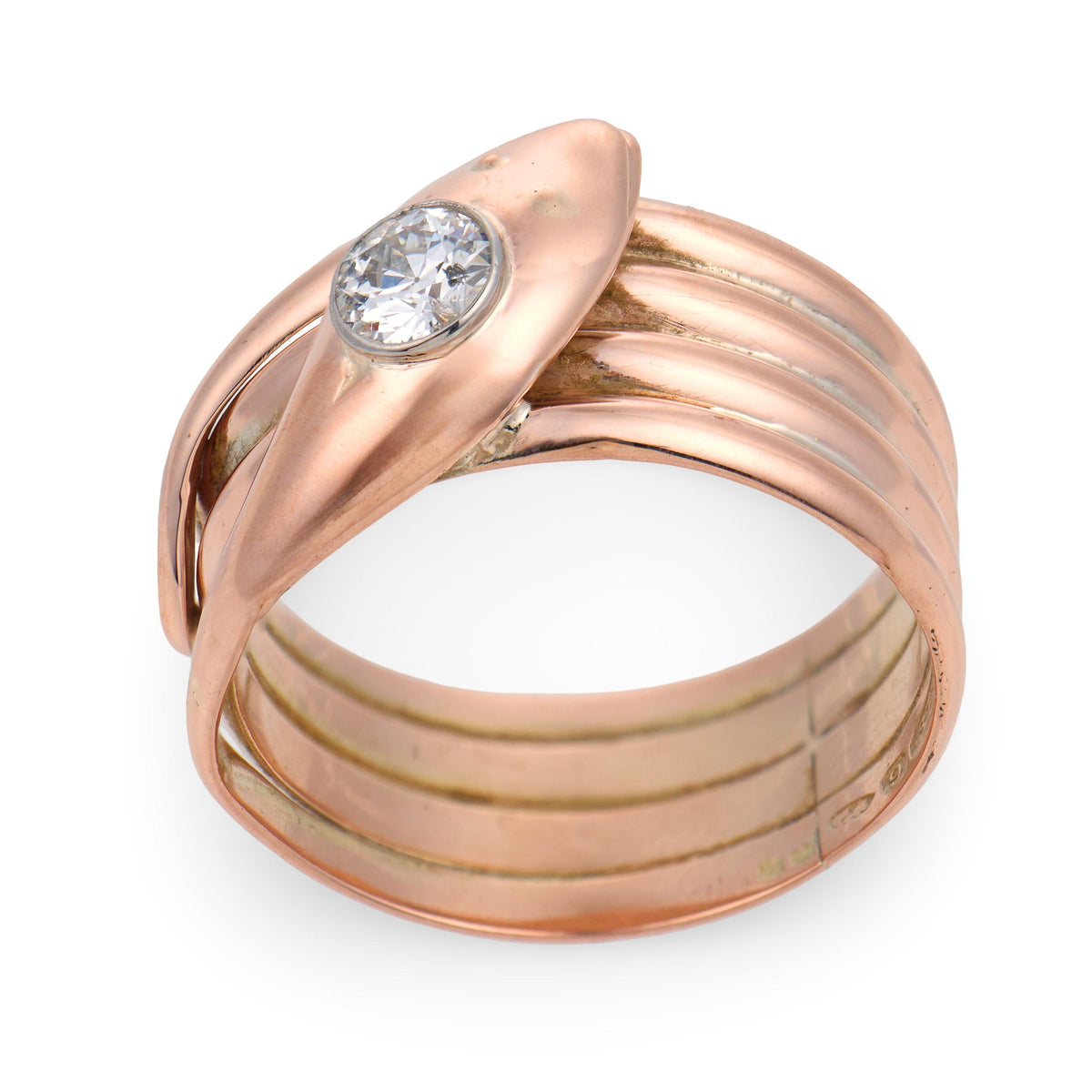 Victorian English 9k Diamond Snake Ring