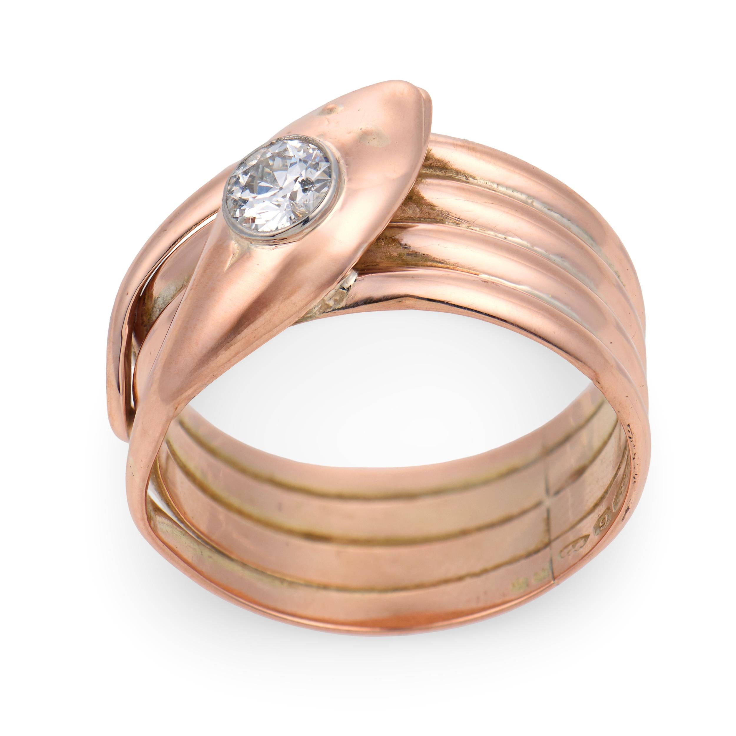 Victorian English 9k Diamond Snake Ring