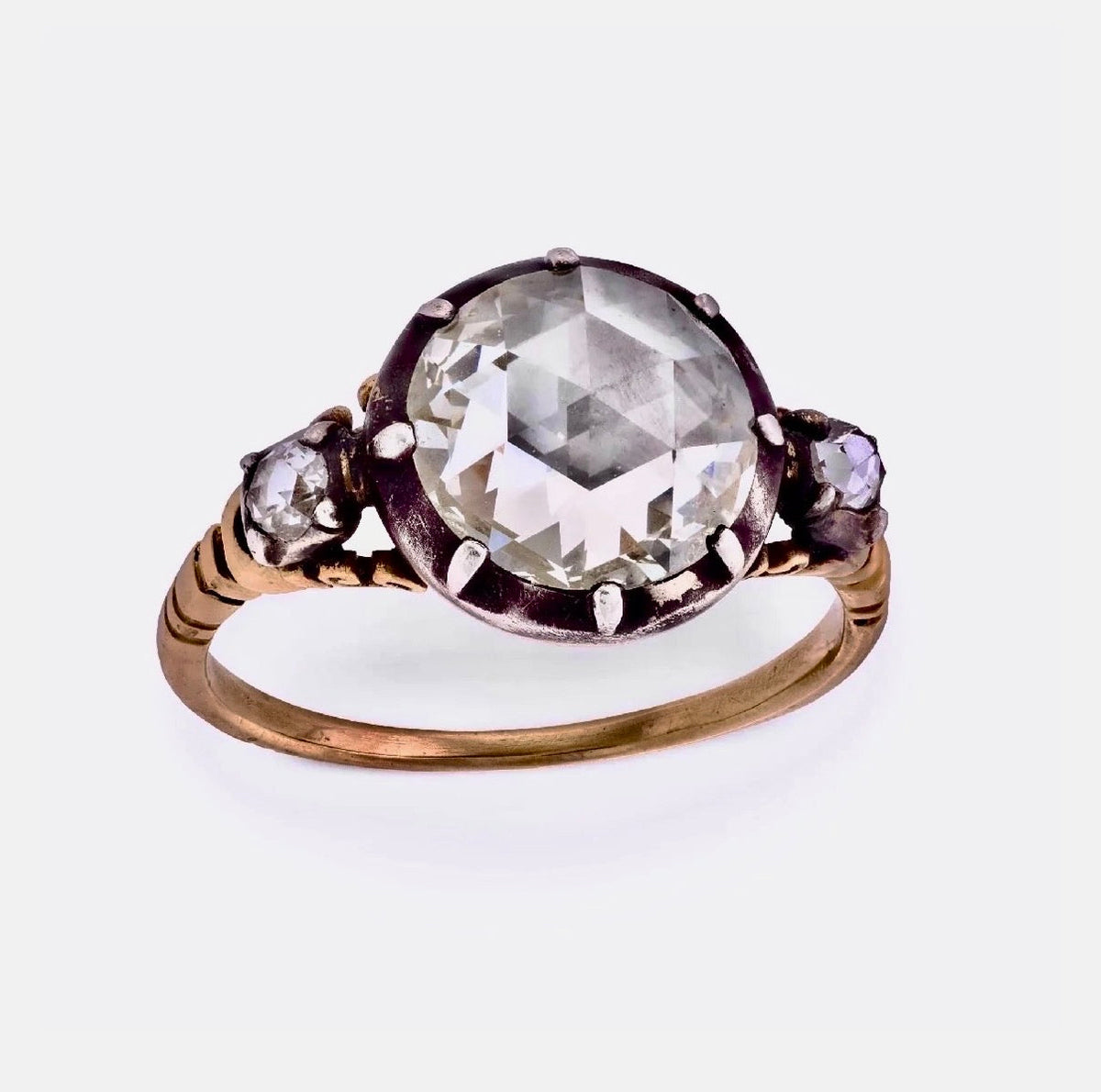 Georgian English 14k/Sterling Silver Diamond Engagement Ring 1.60ct