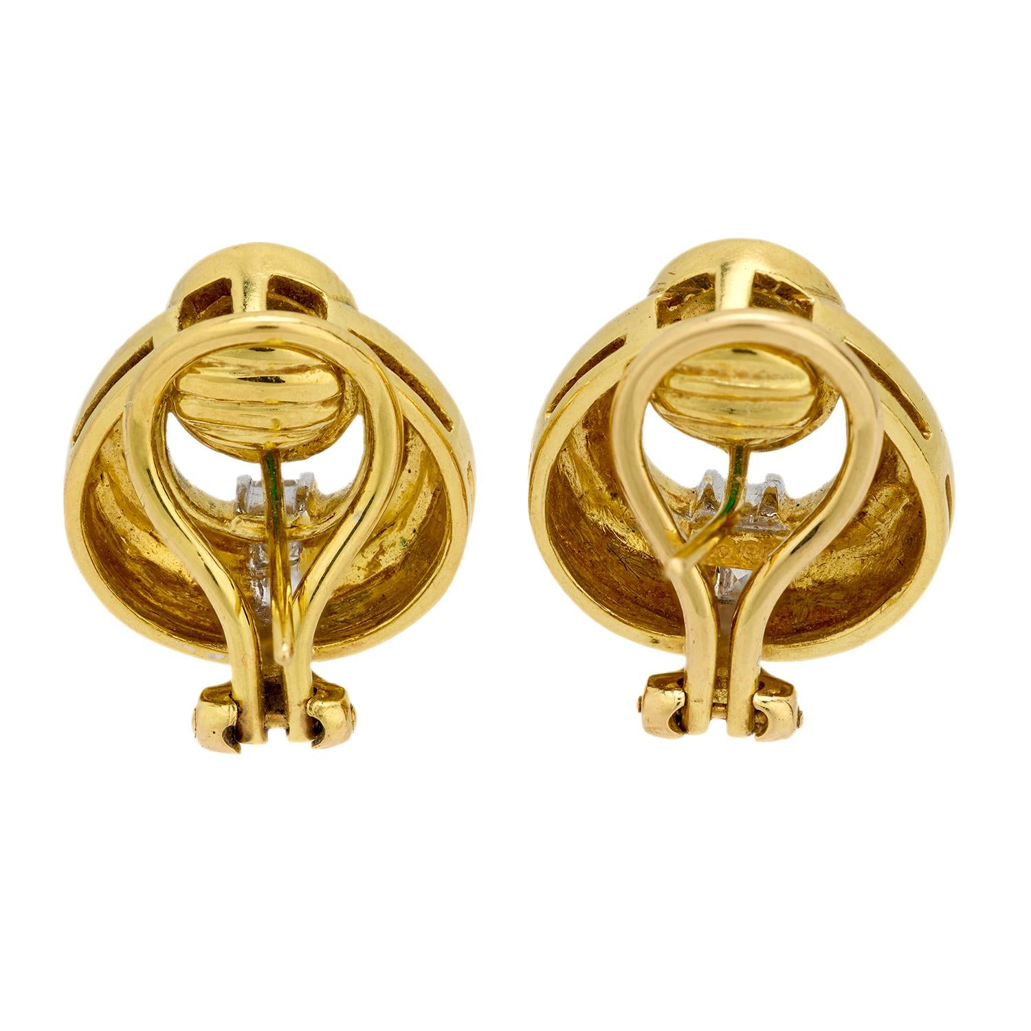 Estate 18k Emerald and Diamond Earrings