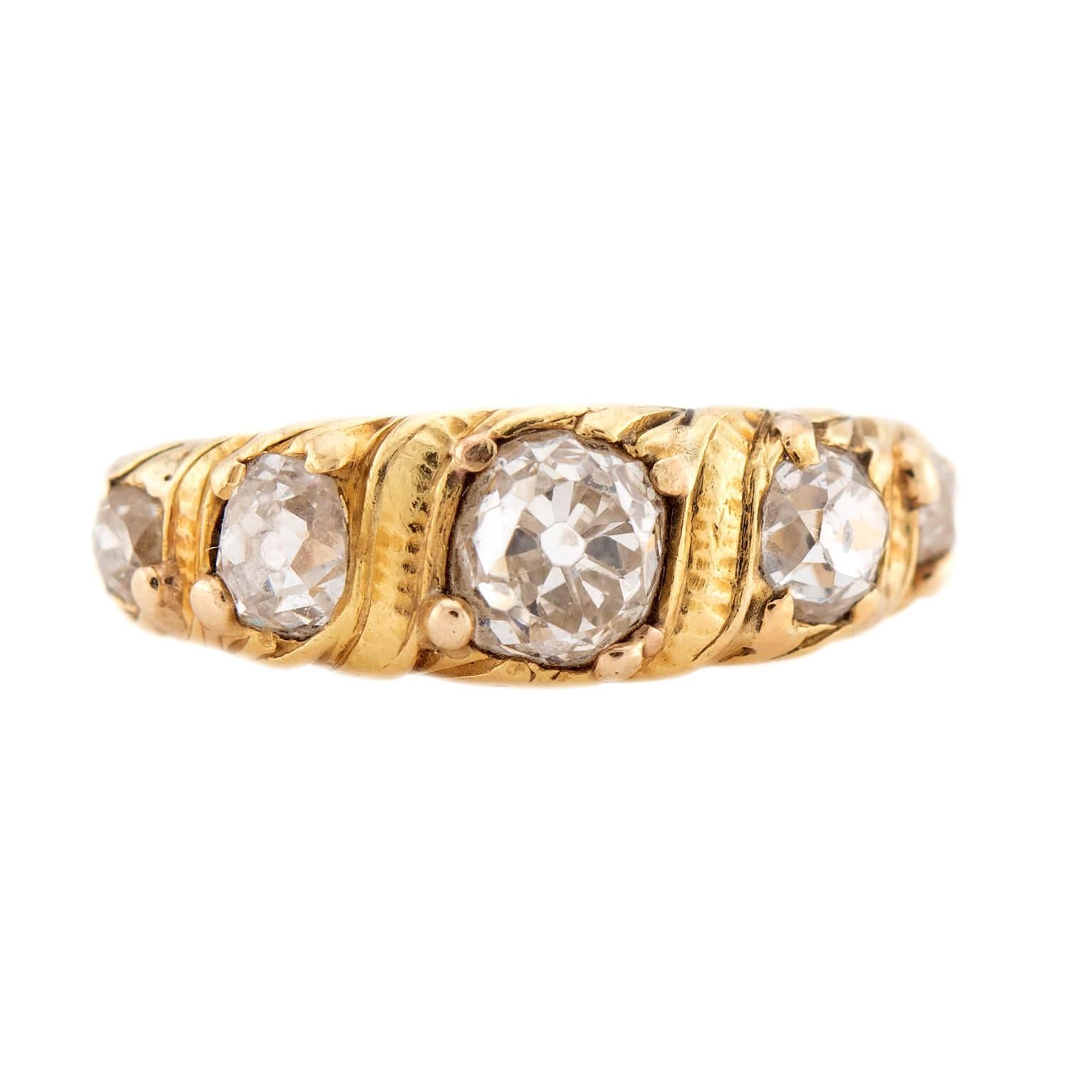 Victorian 14k Diamond Five Stone Ring