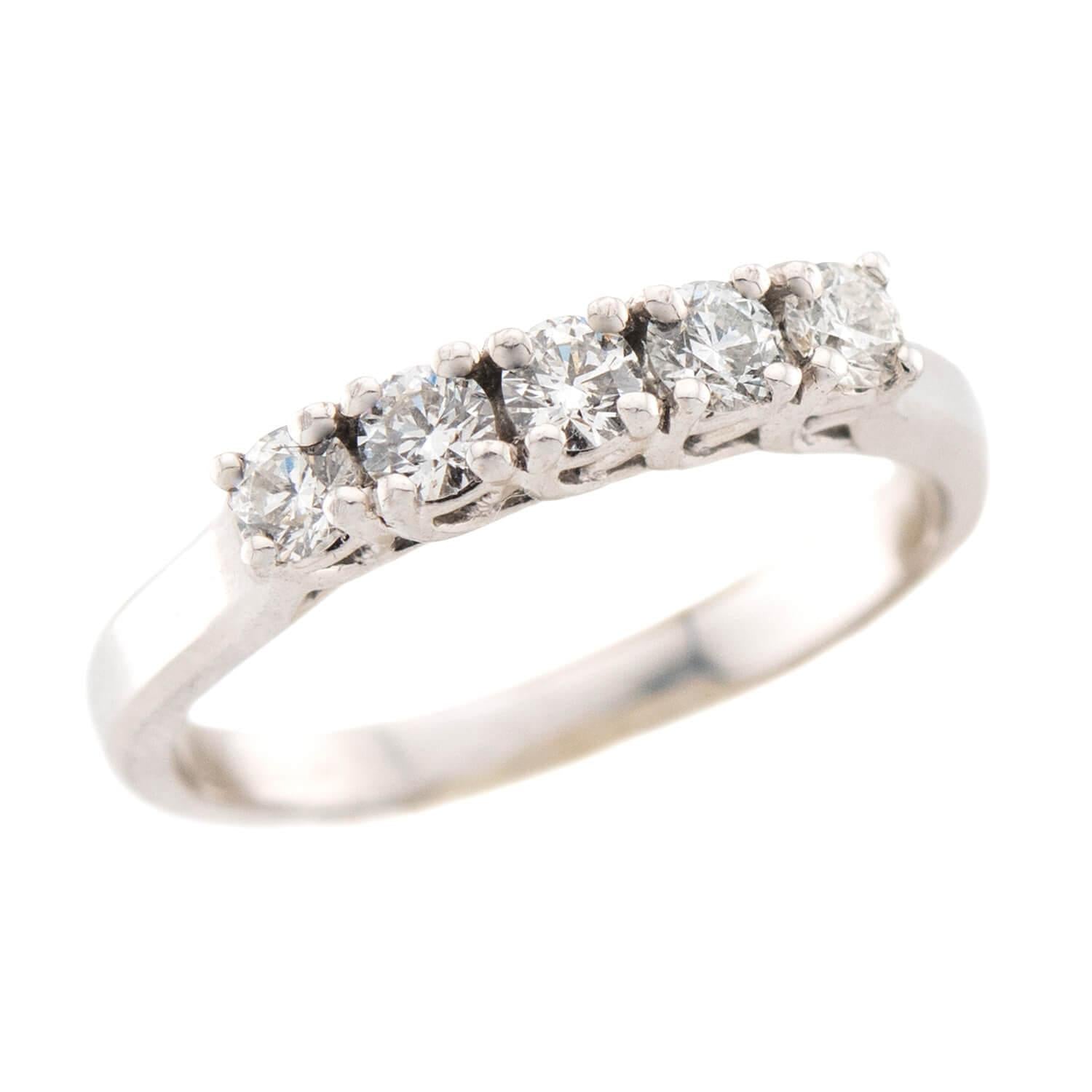 JEFF COOPER Estate 18k Diamond Five Stone Ring