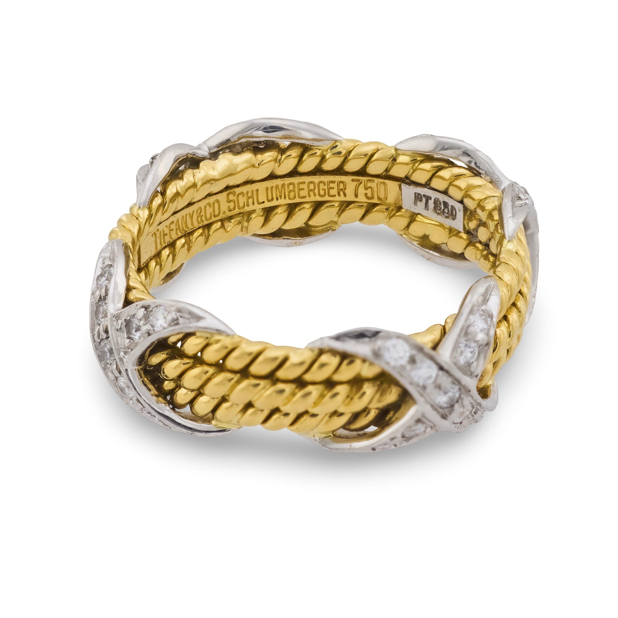 JEAN SCHLUMBERGER for TIFFANY & CO. Estate 18k/Platinum Diamond Ring