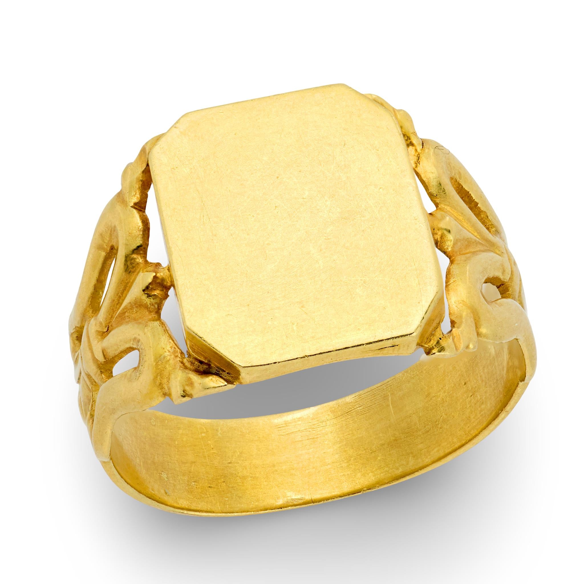 Art Nouveau 18k Signet Ring