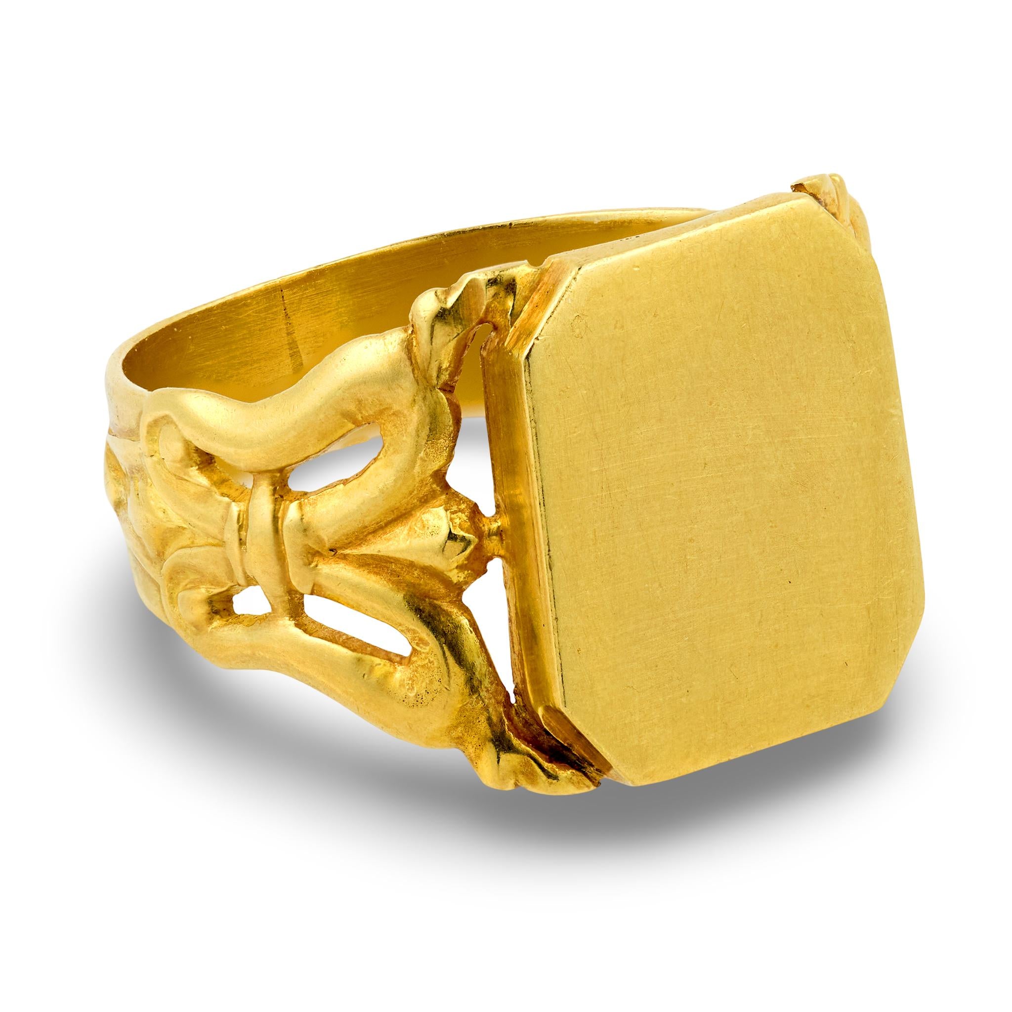 Art Nouveau 18k Signet Ring