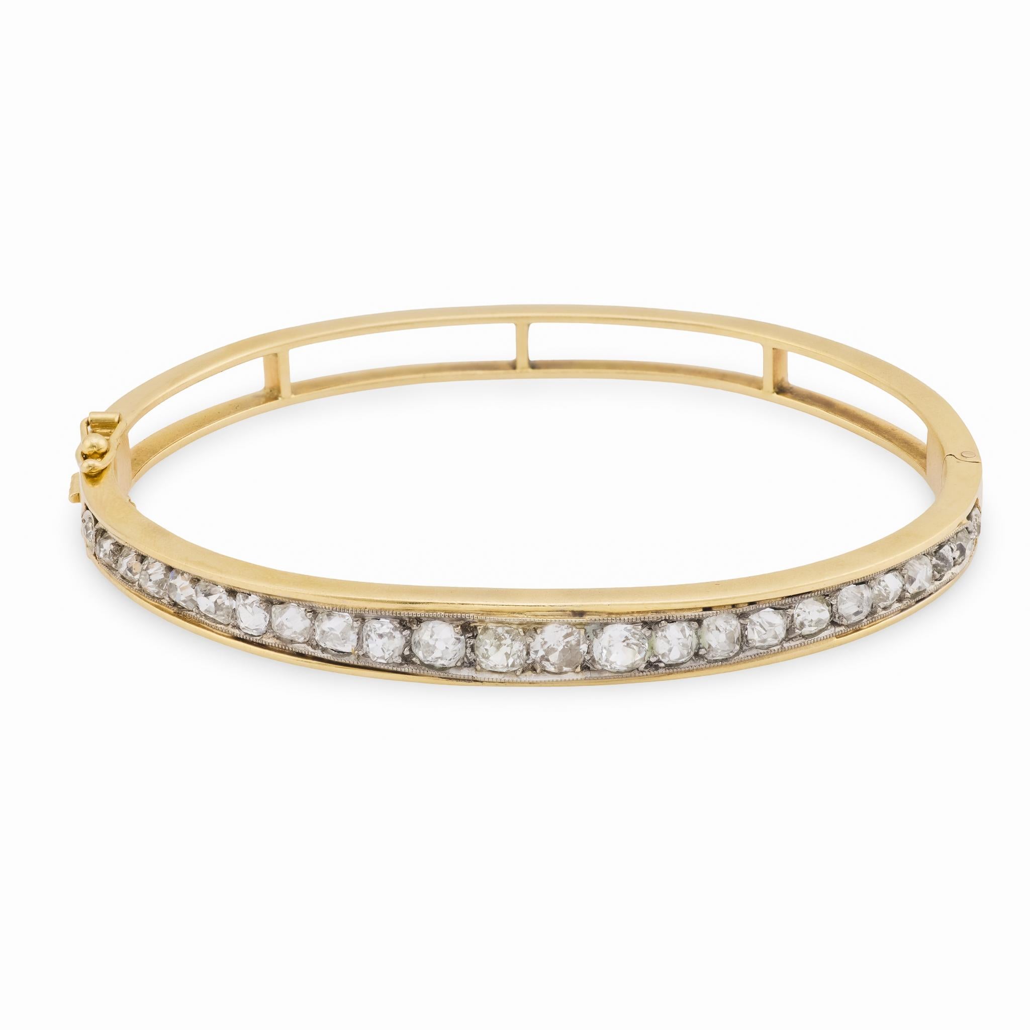 Edwardian 14k/Platinum Diamond Bangle