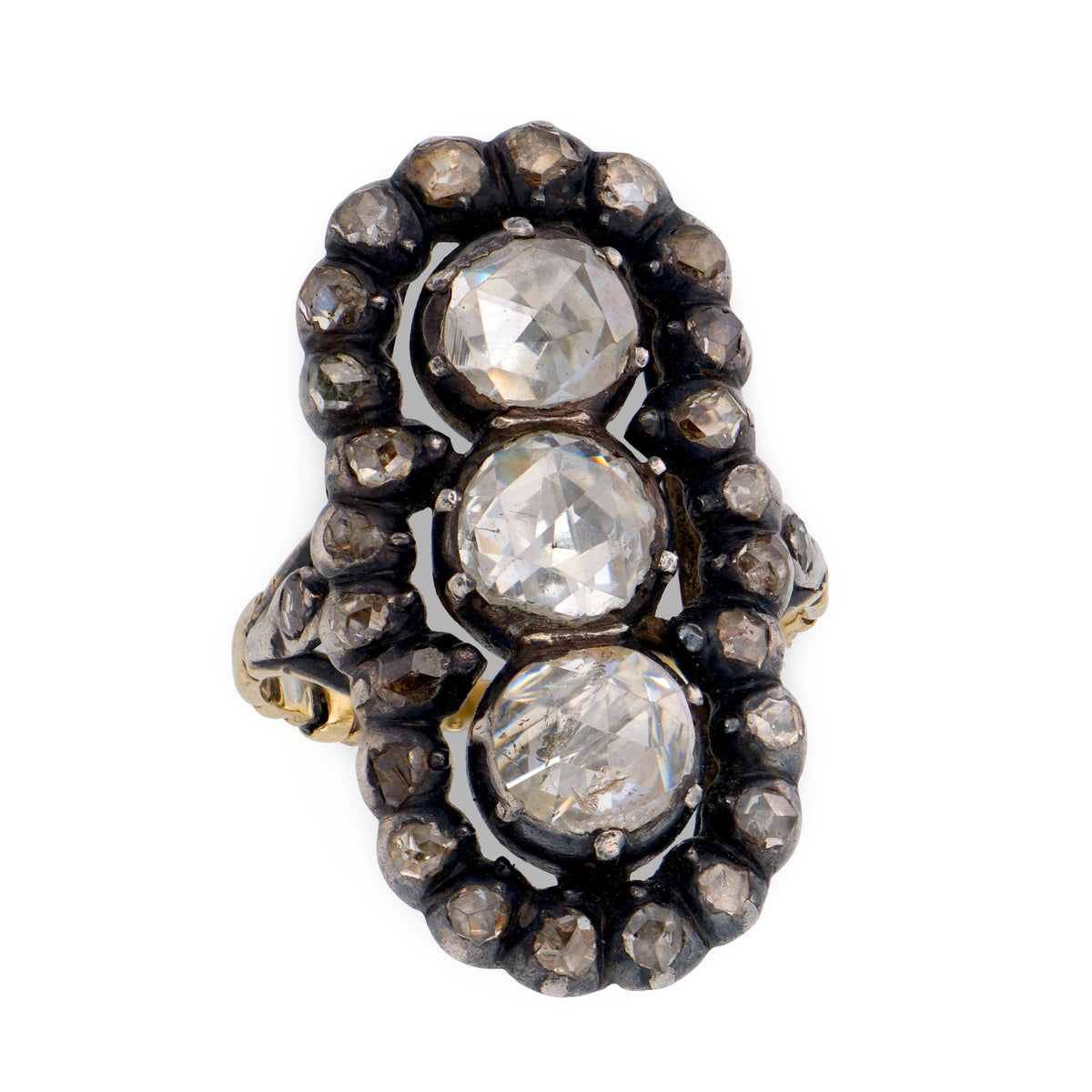 Georgian 18k/Sterling Silver Diamond Navette Ring