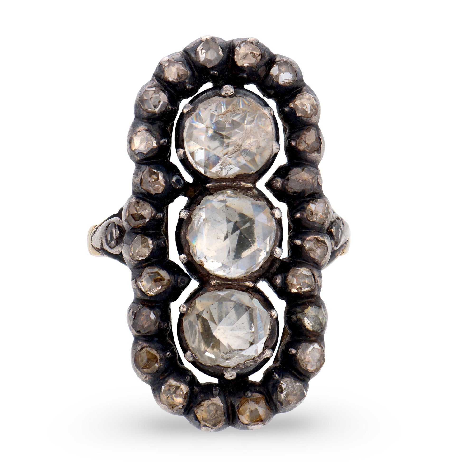 Georgian 18k/Sterling Silver Diamond Navette Ring