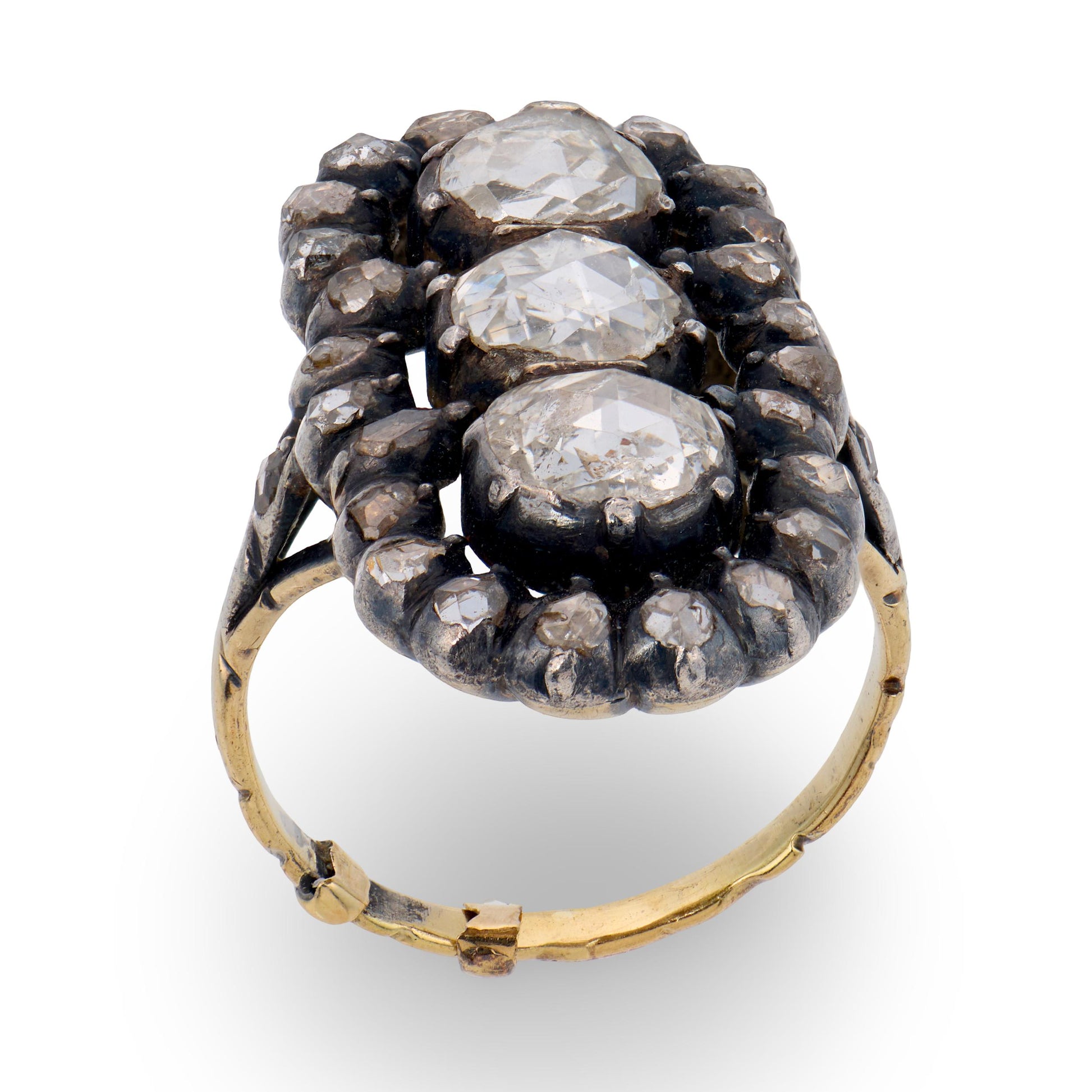Georgian 18k/Sterling Silver Diamond Navette Ring