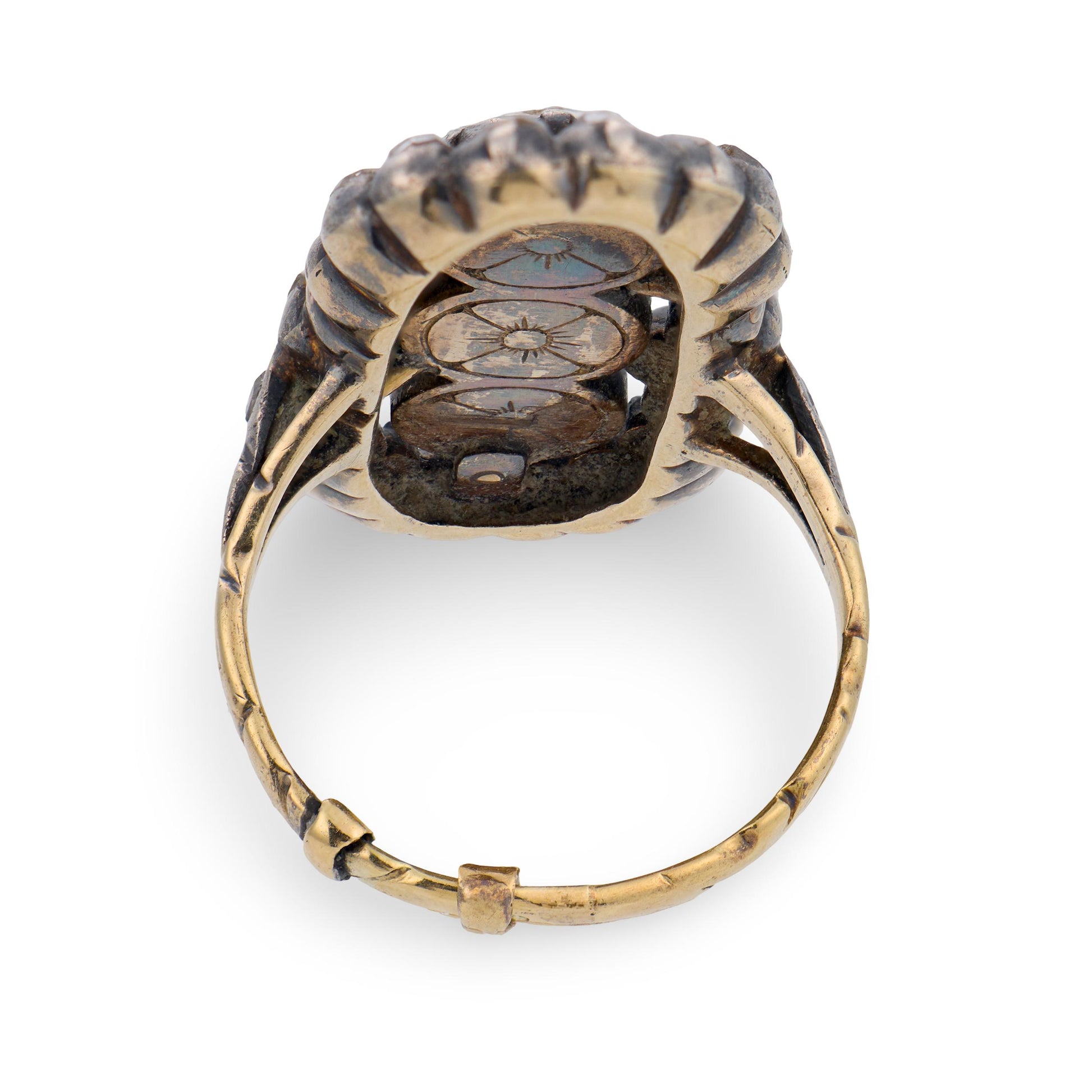 Georgian 18k/Sterling Silver Diamond Navette Ring