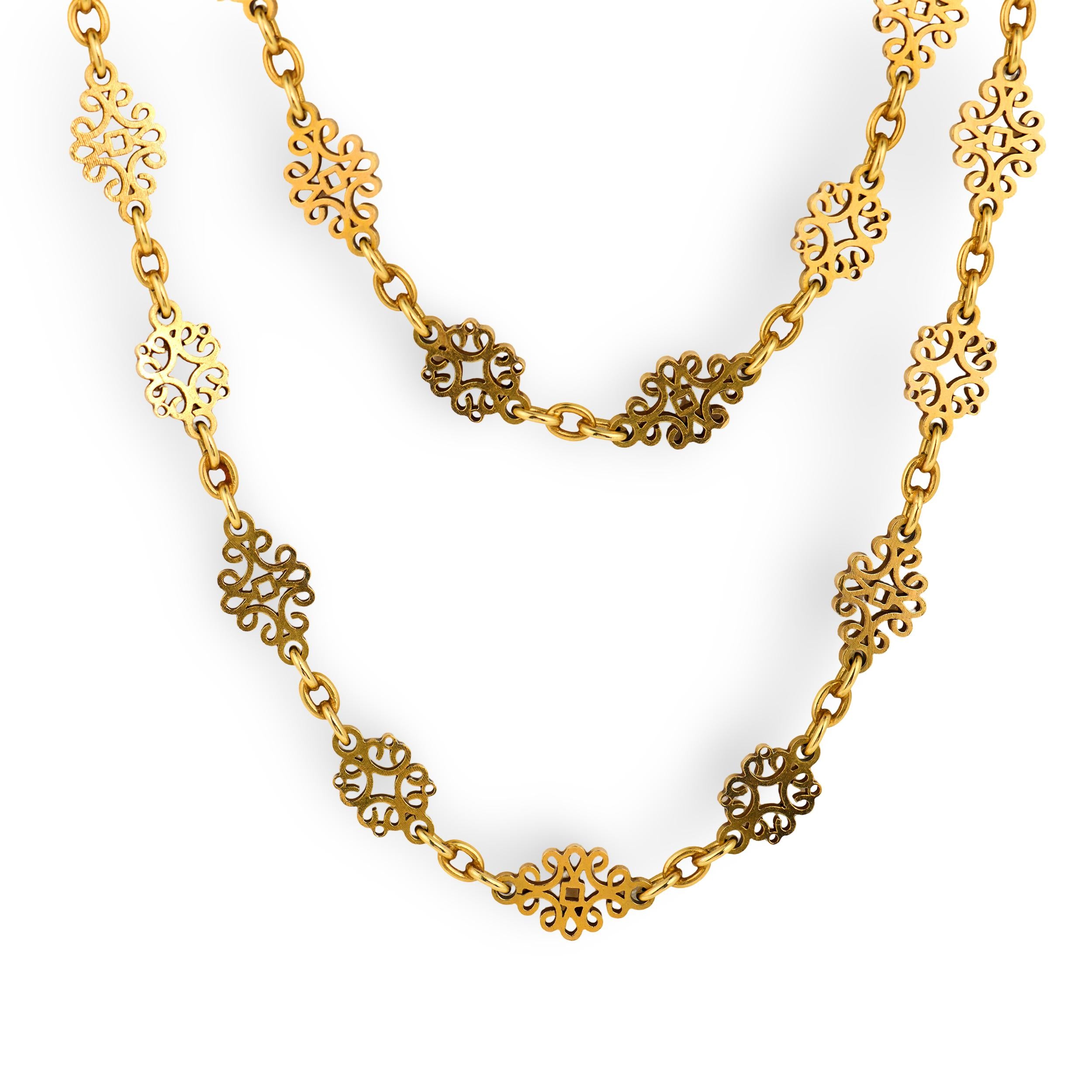 Art Nouveau 18k Chain Necklace 38"