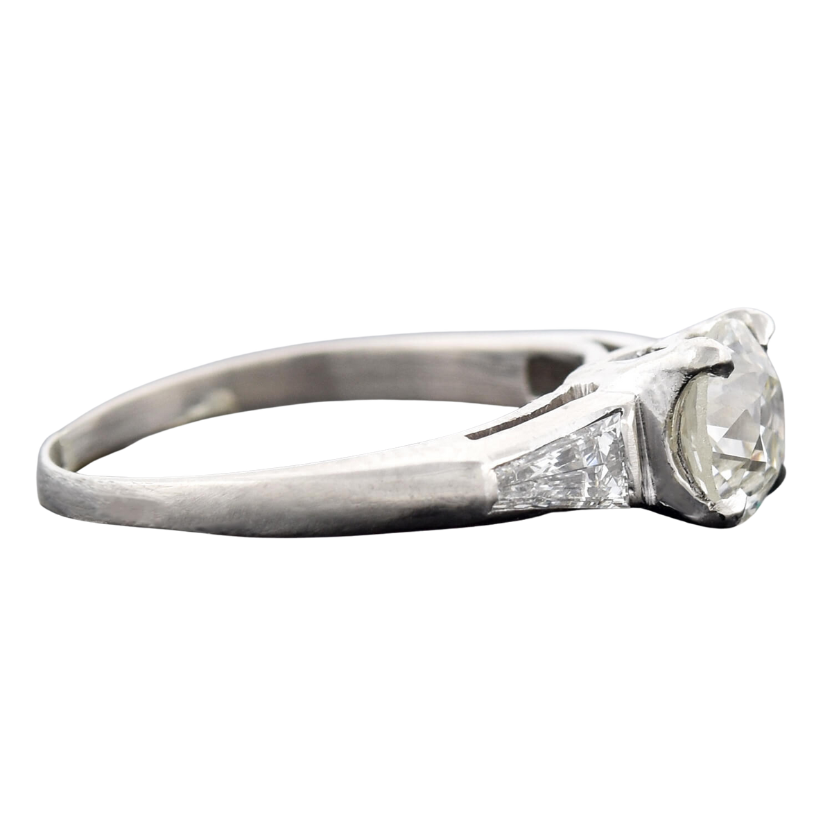 Retro Platinum Diamond Engagement Ring 1.00ct center
