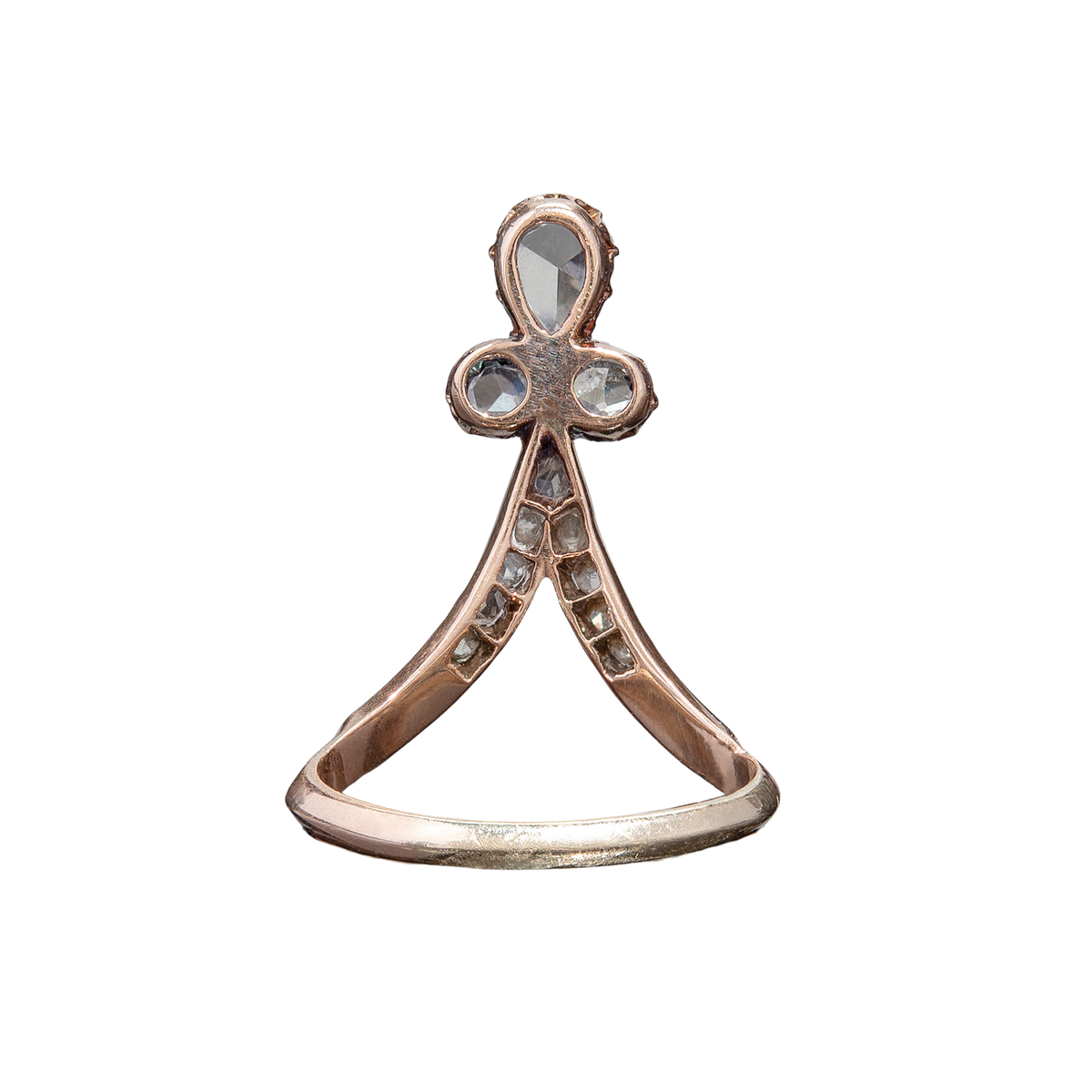 Victorian 14k Rose Cut Diamond Tiara Ring 0.60ct