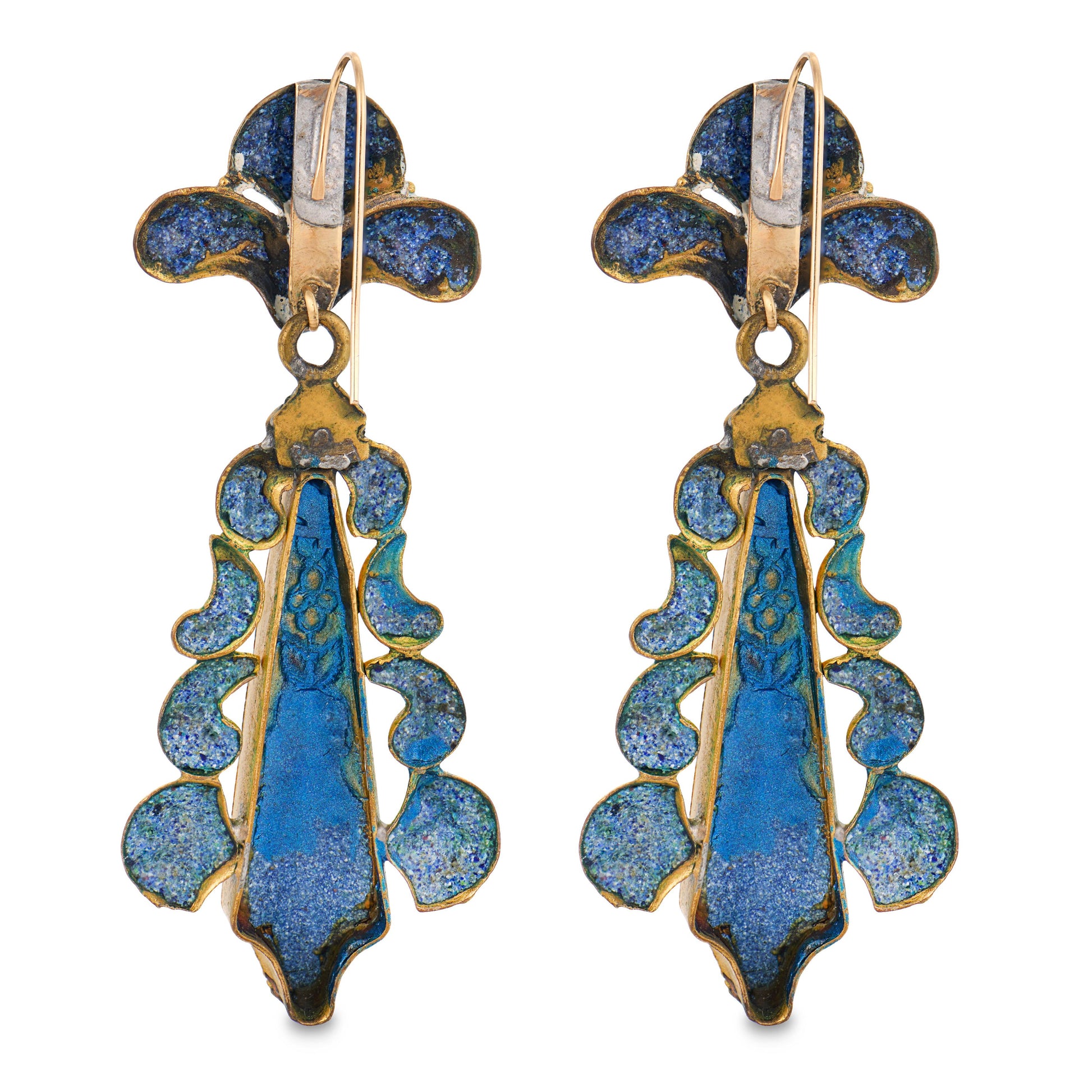 Victorian Gold-Fill Swiss Enamel Dangle Earrings