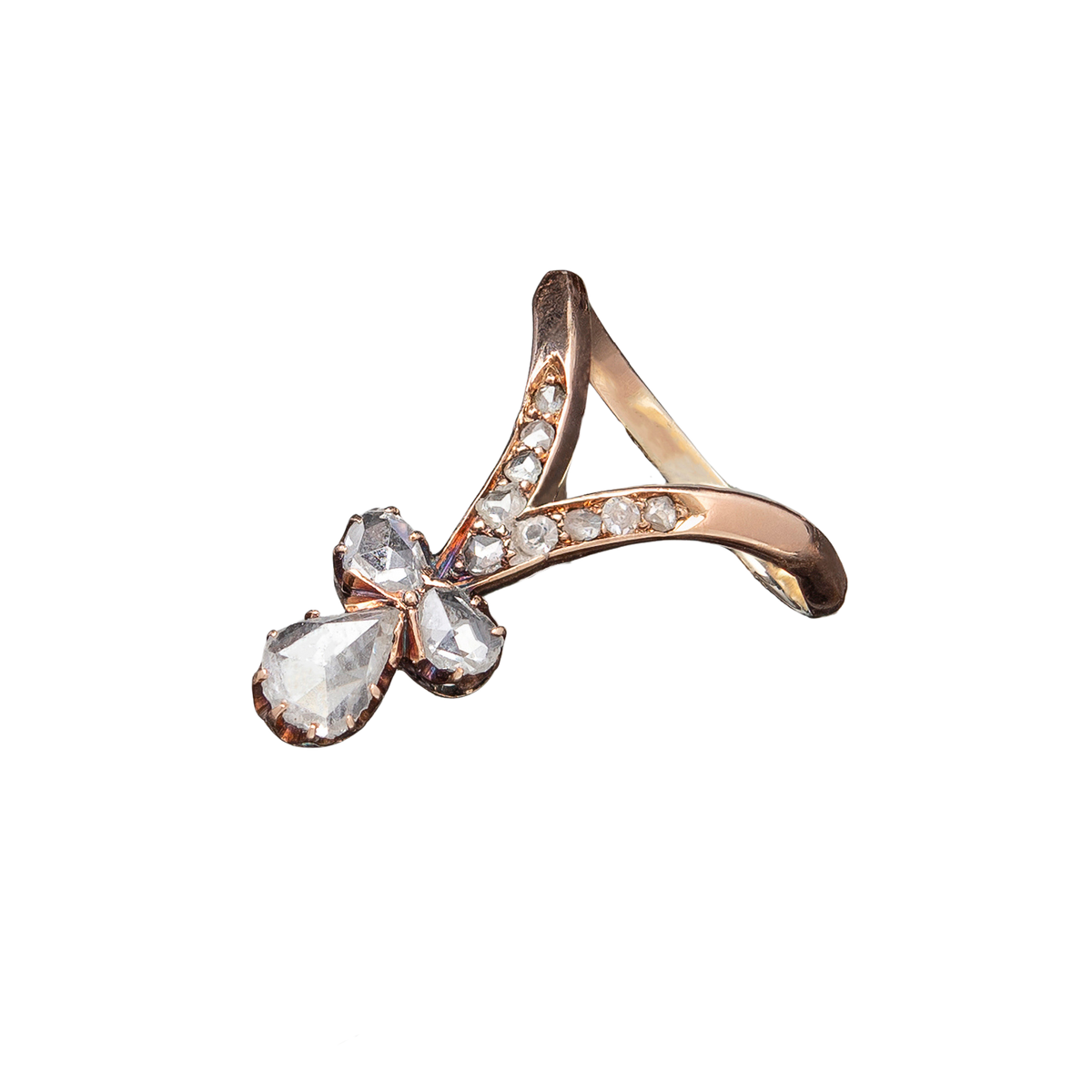 Victorian 14k Rose Cut Diamond Tiara Ring 0.60ct