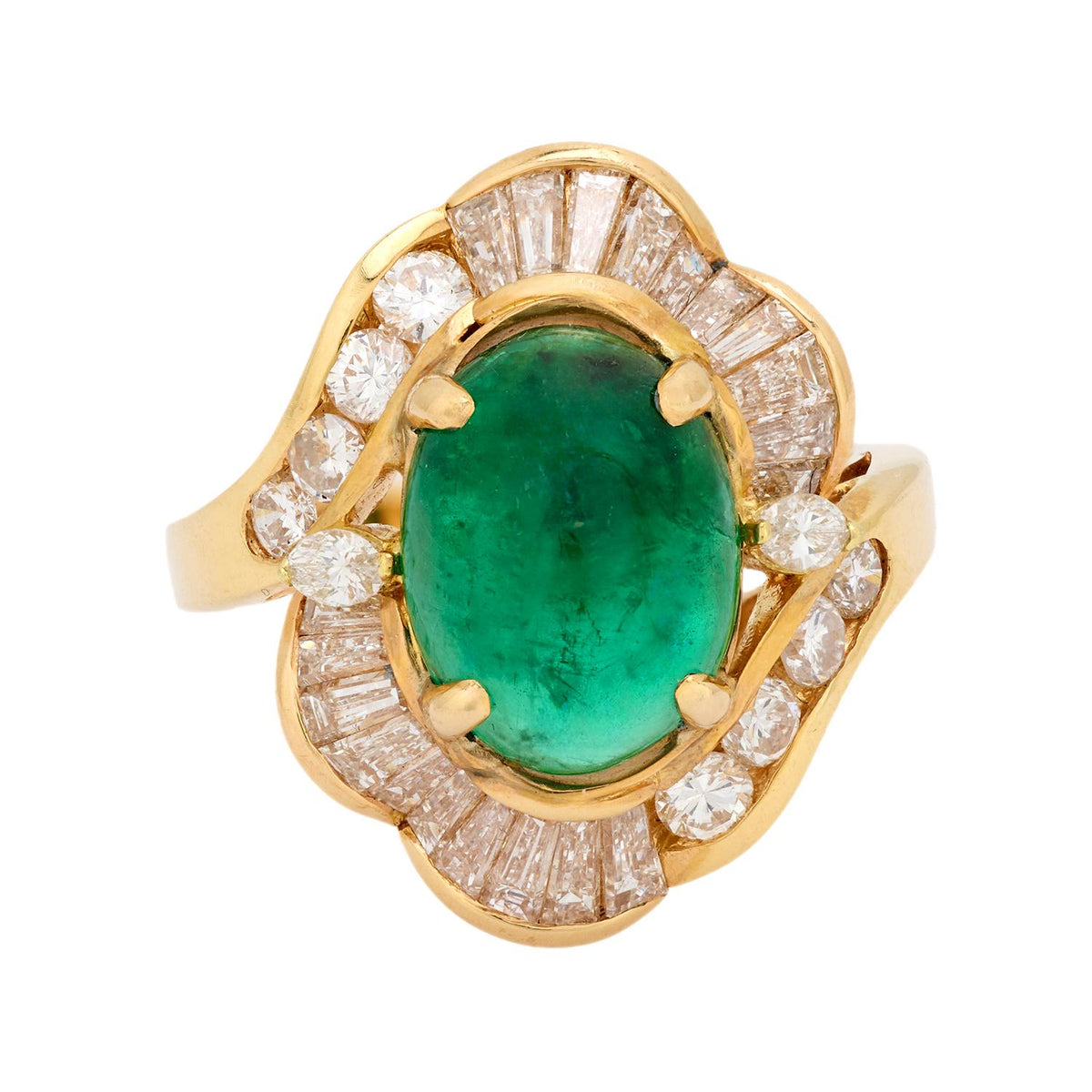 Estate 14k Emerald and Diamond Halo Ring