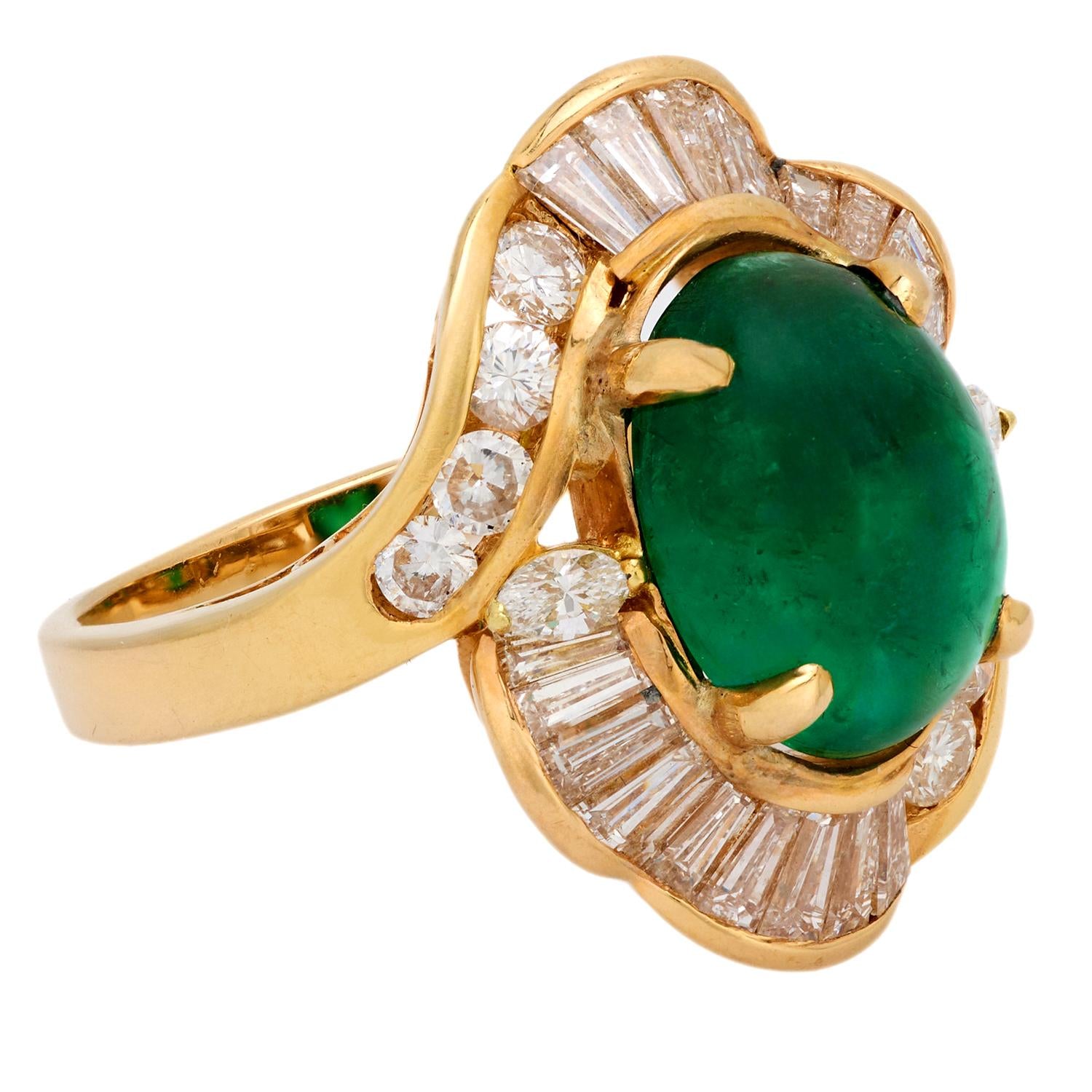 Estate 14k Emerald and Diamond Halo Ring