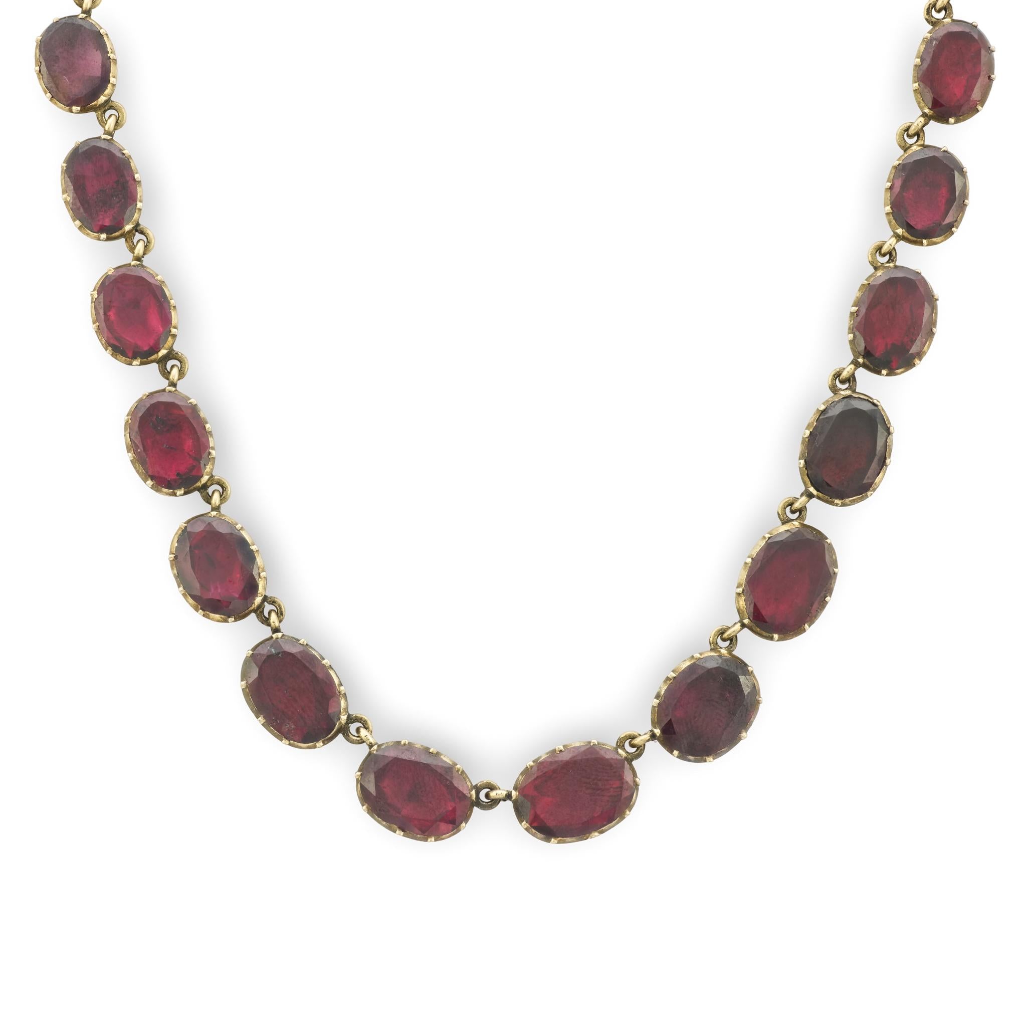 Georgian 14k Garnet Riviera Necklace