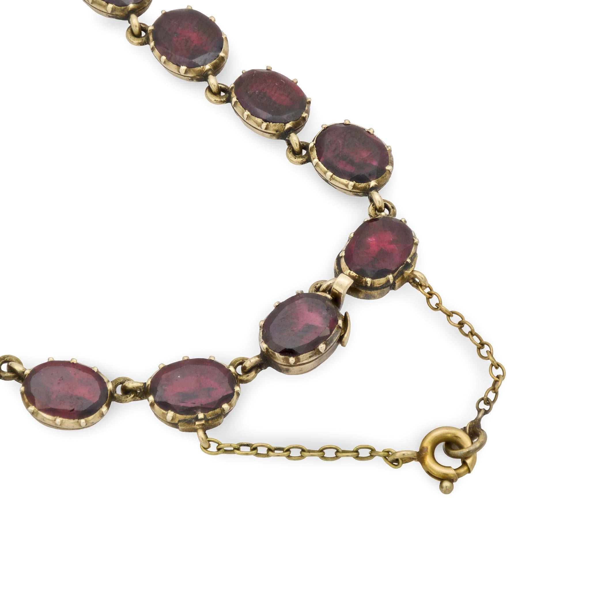 Georgian 14k Garnet Riviera Necklace