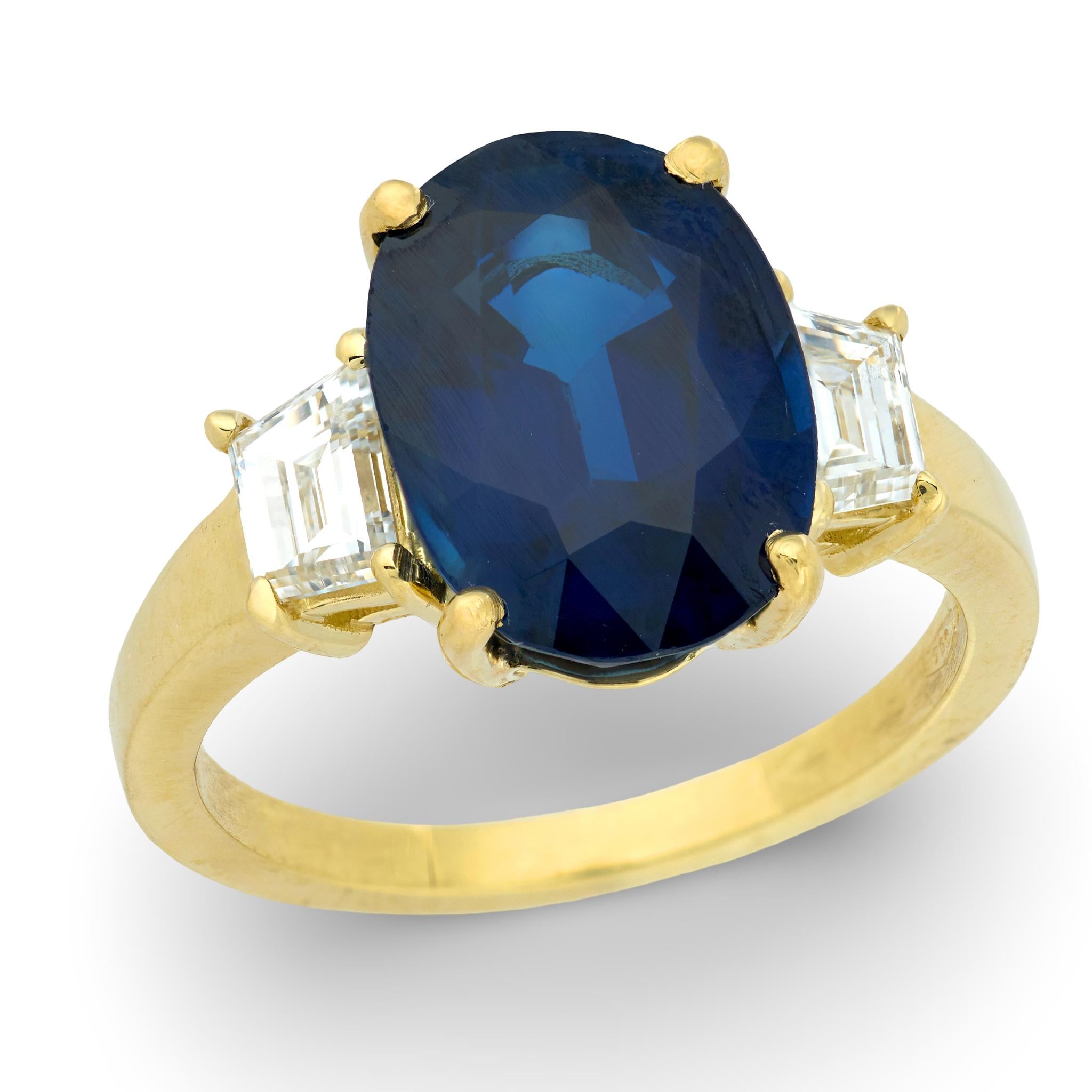 Estate 18k Sapphire & Diamond Three Stone Ring