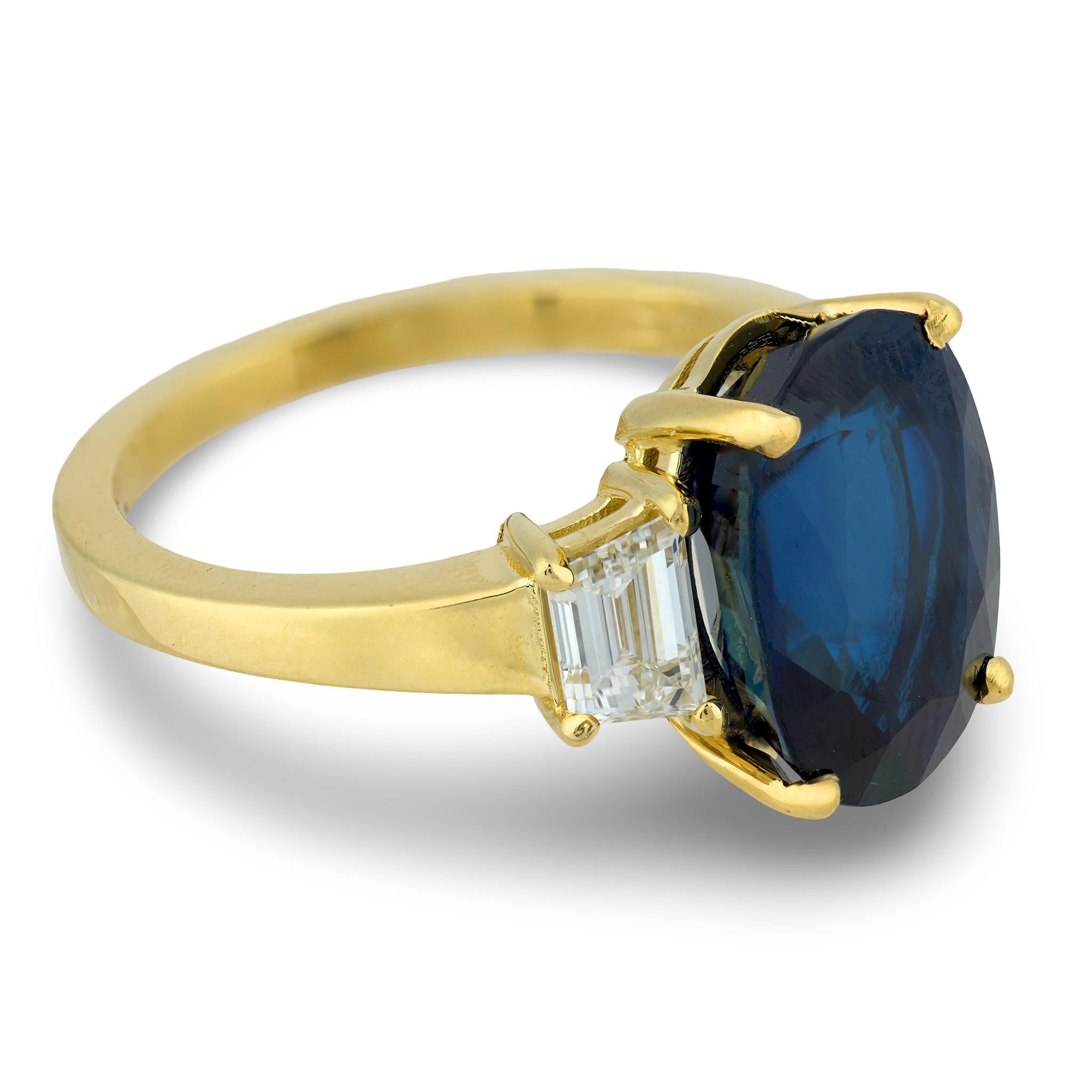 Estate 18k Sapphire & Diamond Three Stone Ring