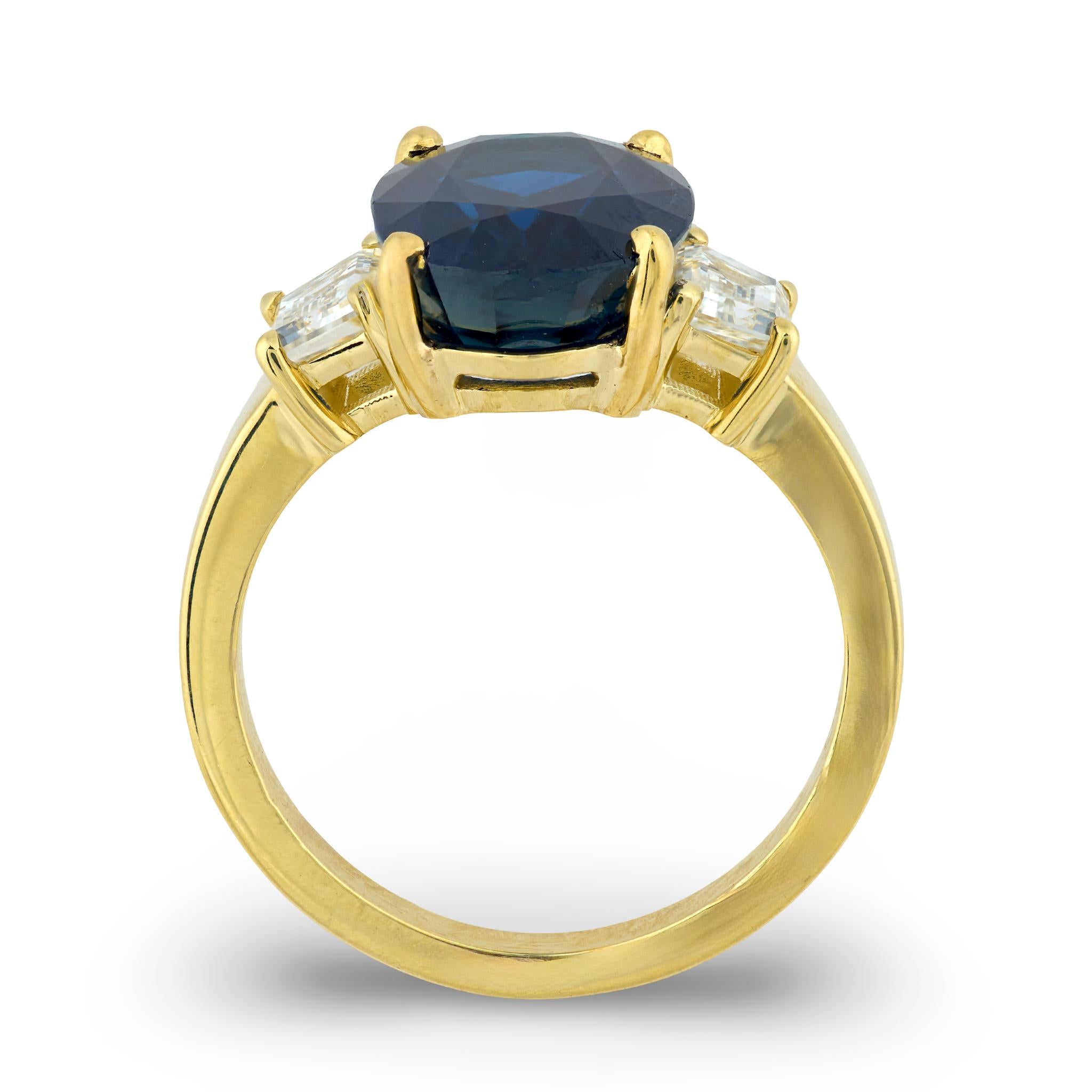 Estate 18k Sapphire & Diamond Three Stone Ring