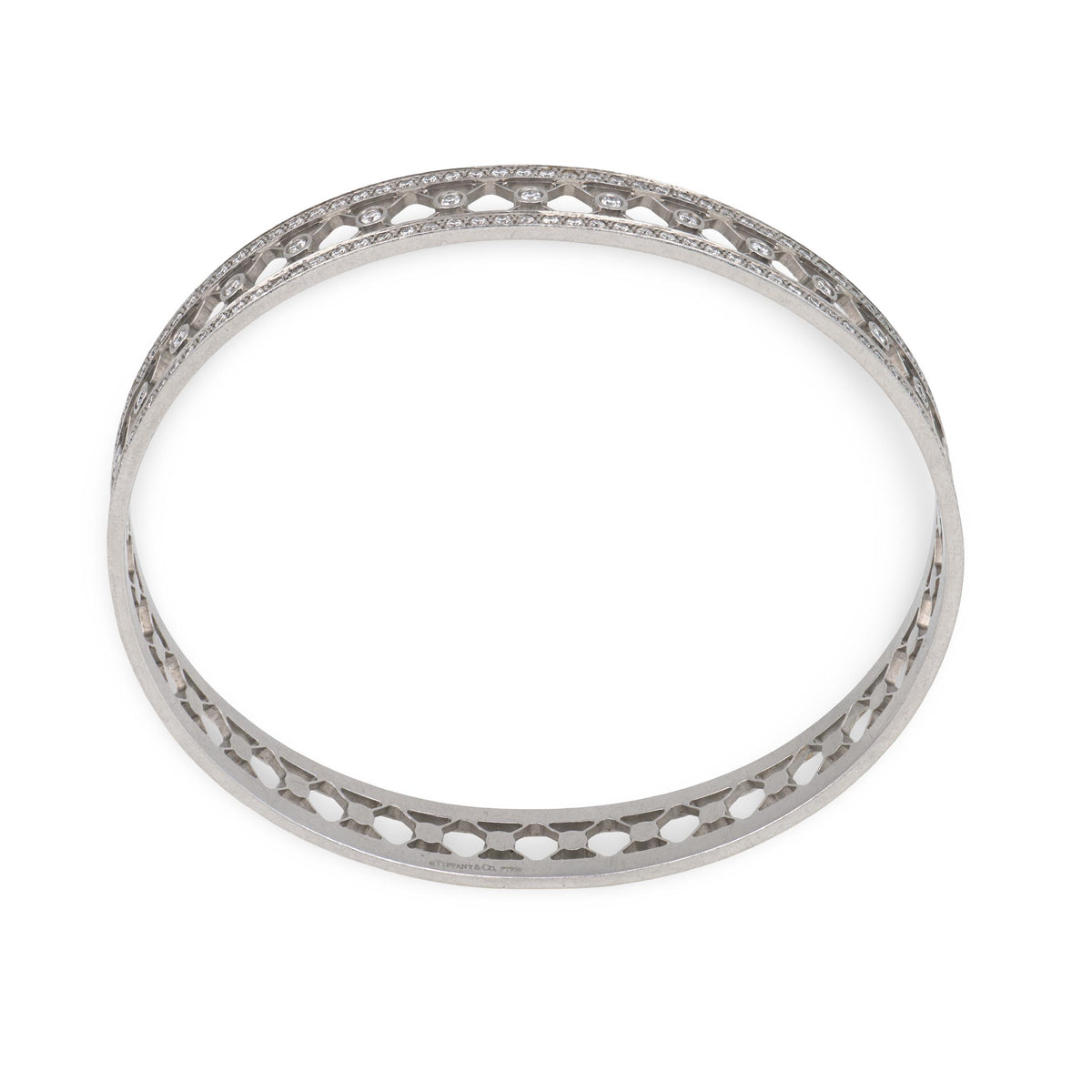 TIFFANY & CO. Estate Platinum Diamond "Voile" Bangle