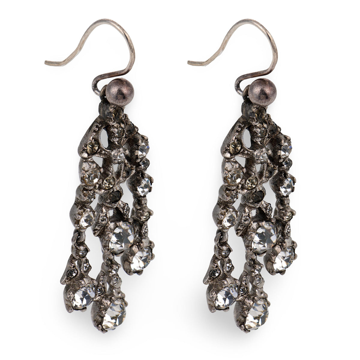 Victorian Sterling Silver Paste Chandelier Earrings