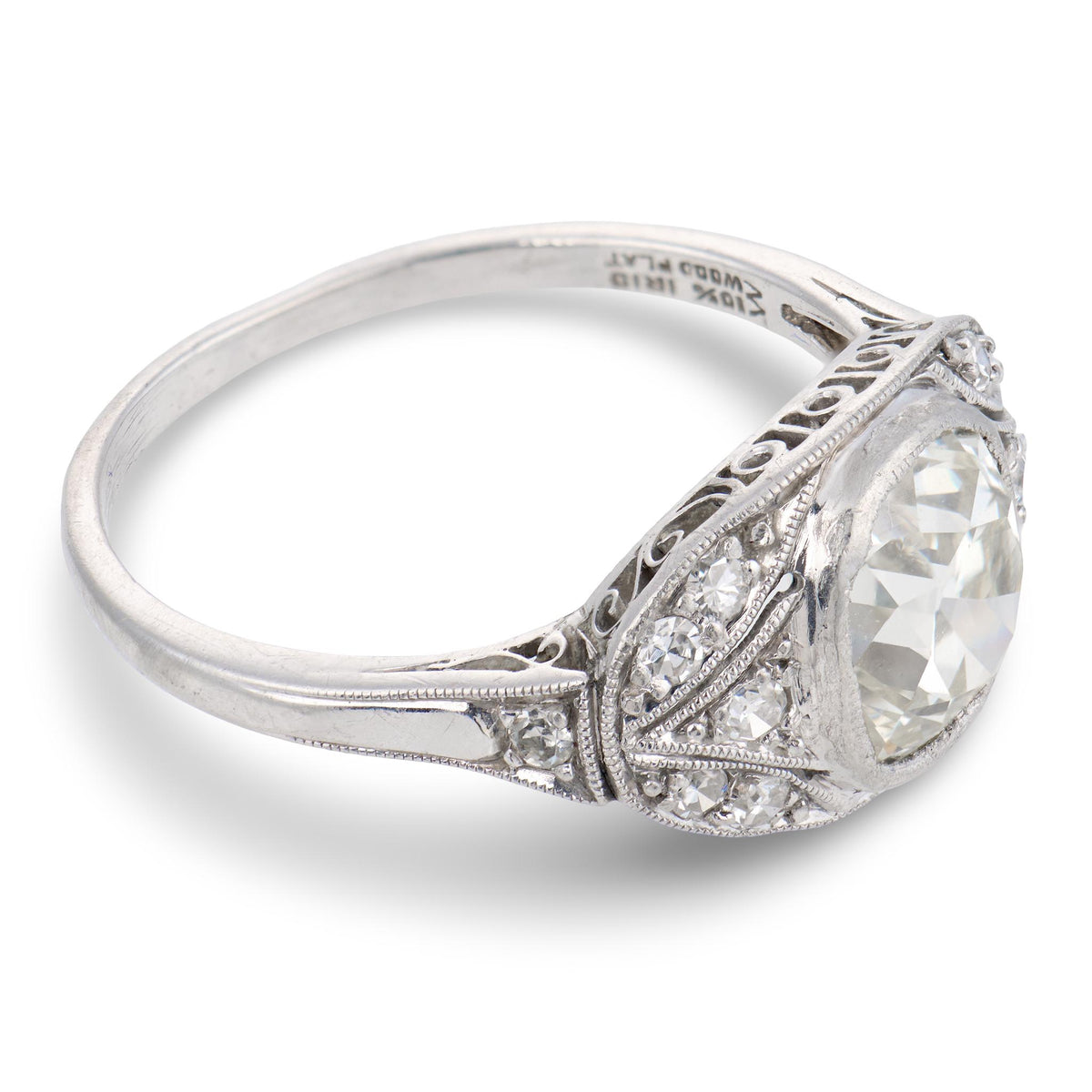 WOOD & SONS,J.R. Edwardian Platinum Diamond Engagement Ring 1.80ct