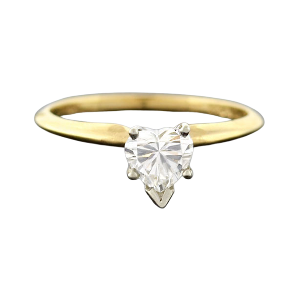 Estate 14kt Heart Diamond Solitaire Engagement Ring 0.45ct