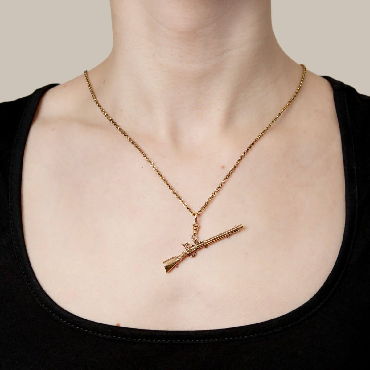 Victorian 14k Hunting Rifle Fob Watch Key Pendant