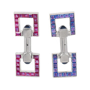 Vintage Platinum Sapphire Double-Sided Cufflinks