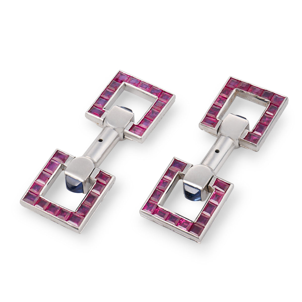 Vintage Platinum Sapphire Double-Sided Cufflinks