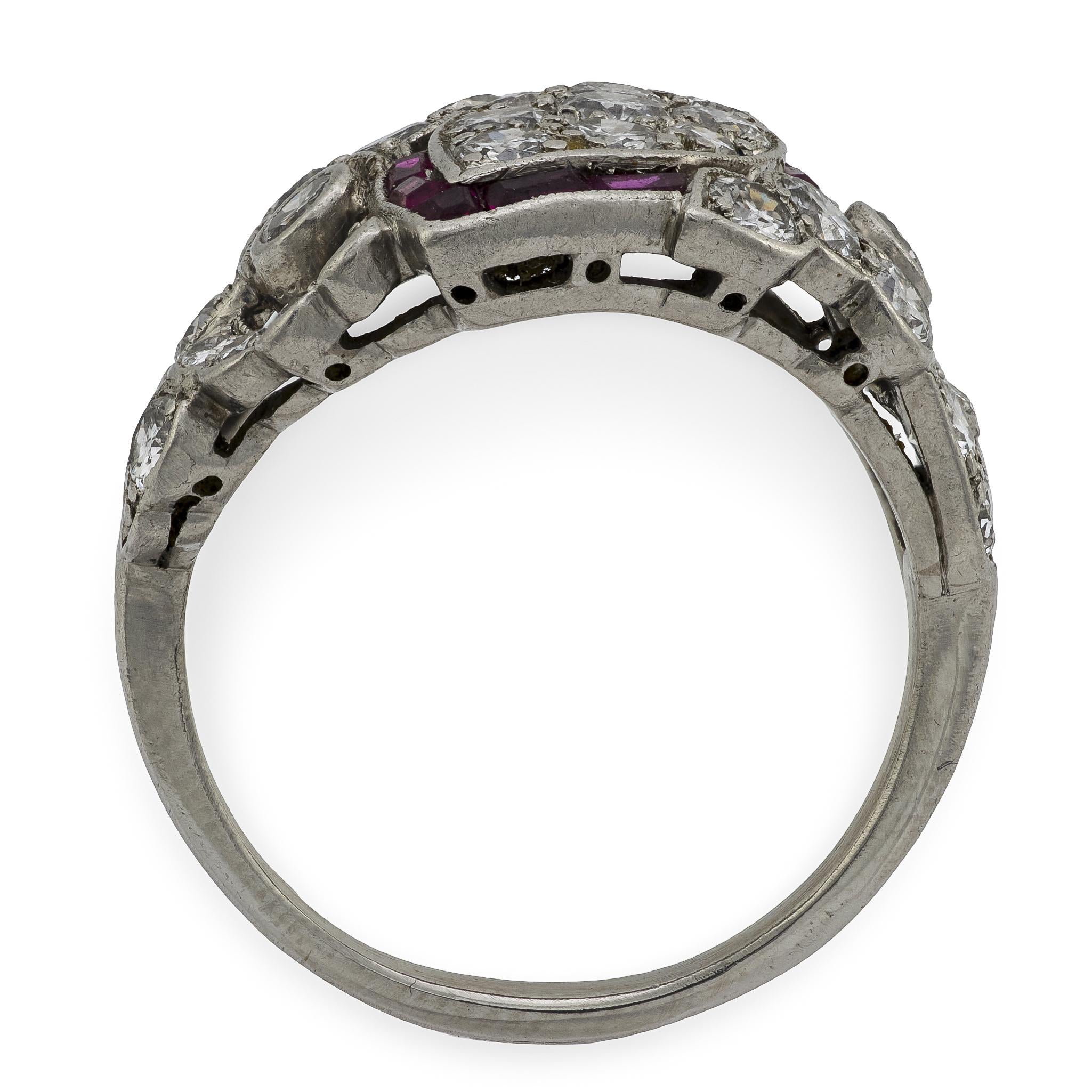 Art Deco Platinum Diamond & Ruby Ring
