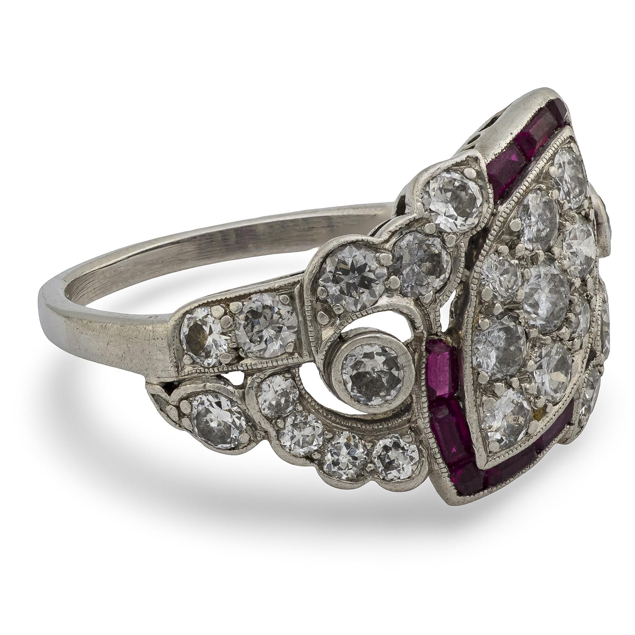 Art Deco Platinum Diamond & Ruby Ring