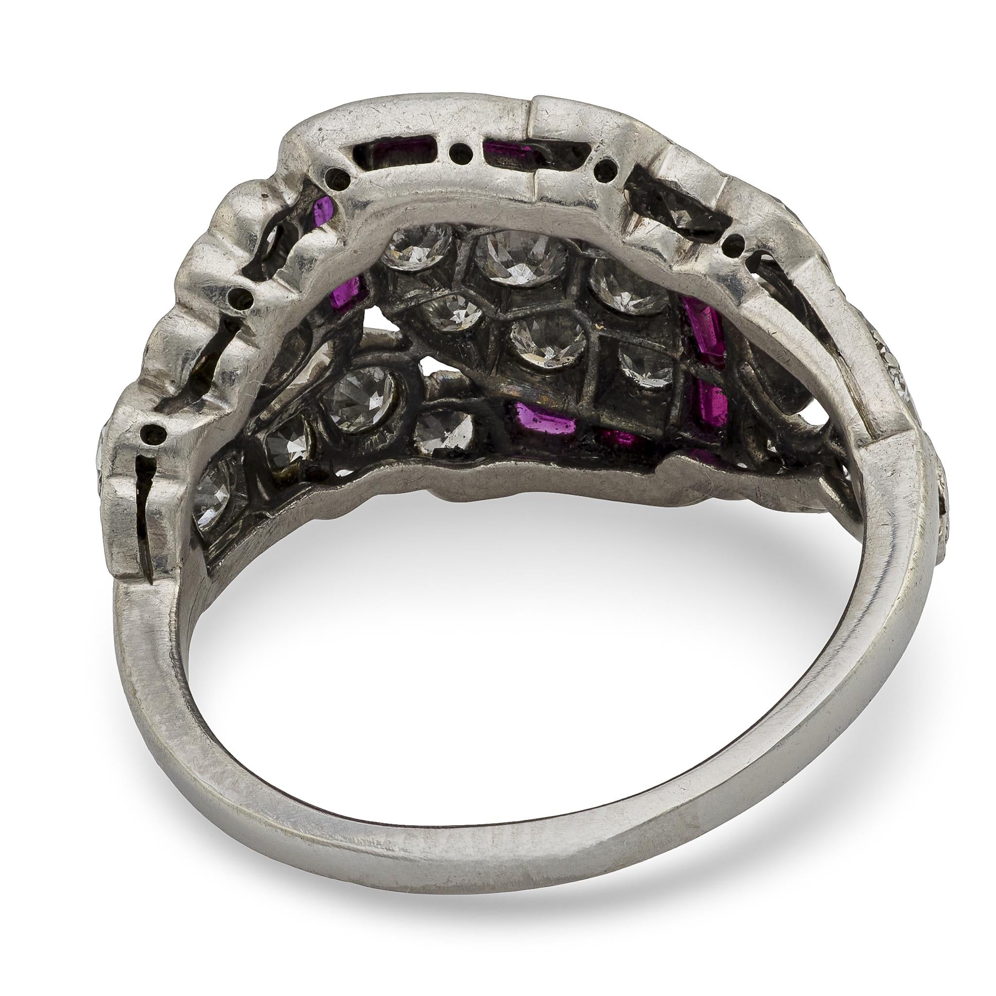 Art Deco Platinum Diamond & Ruby Ring