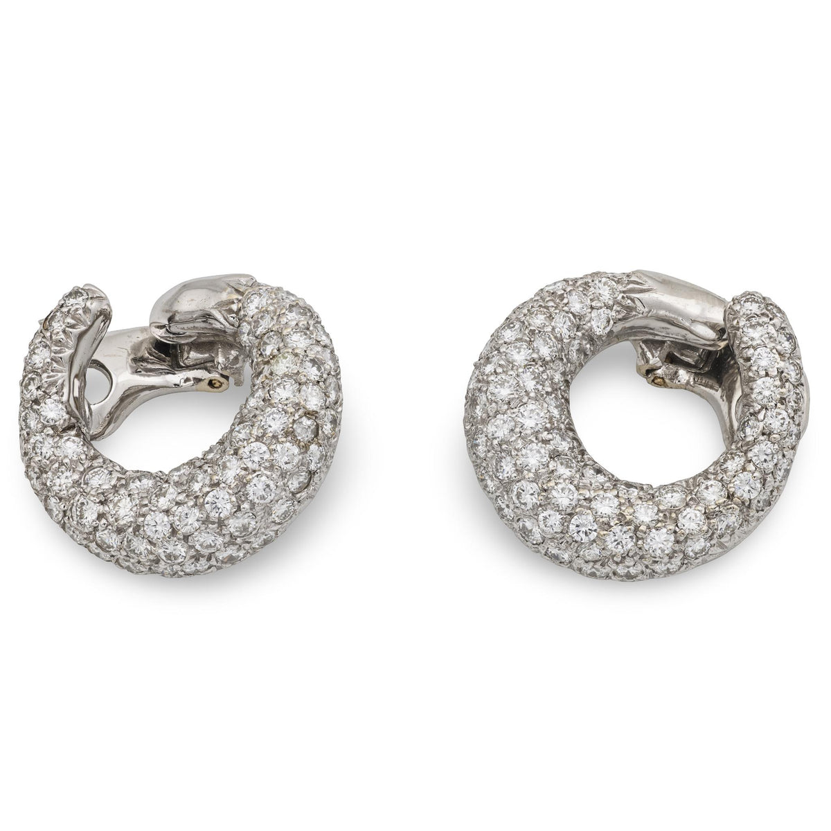 Estate 14k Pavé Swirl Earrings