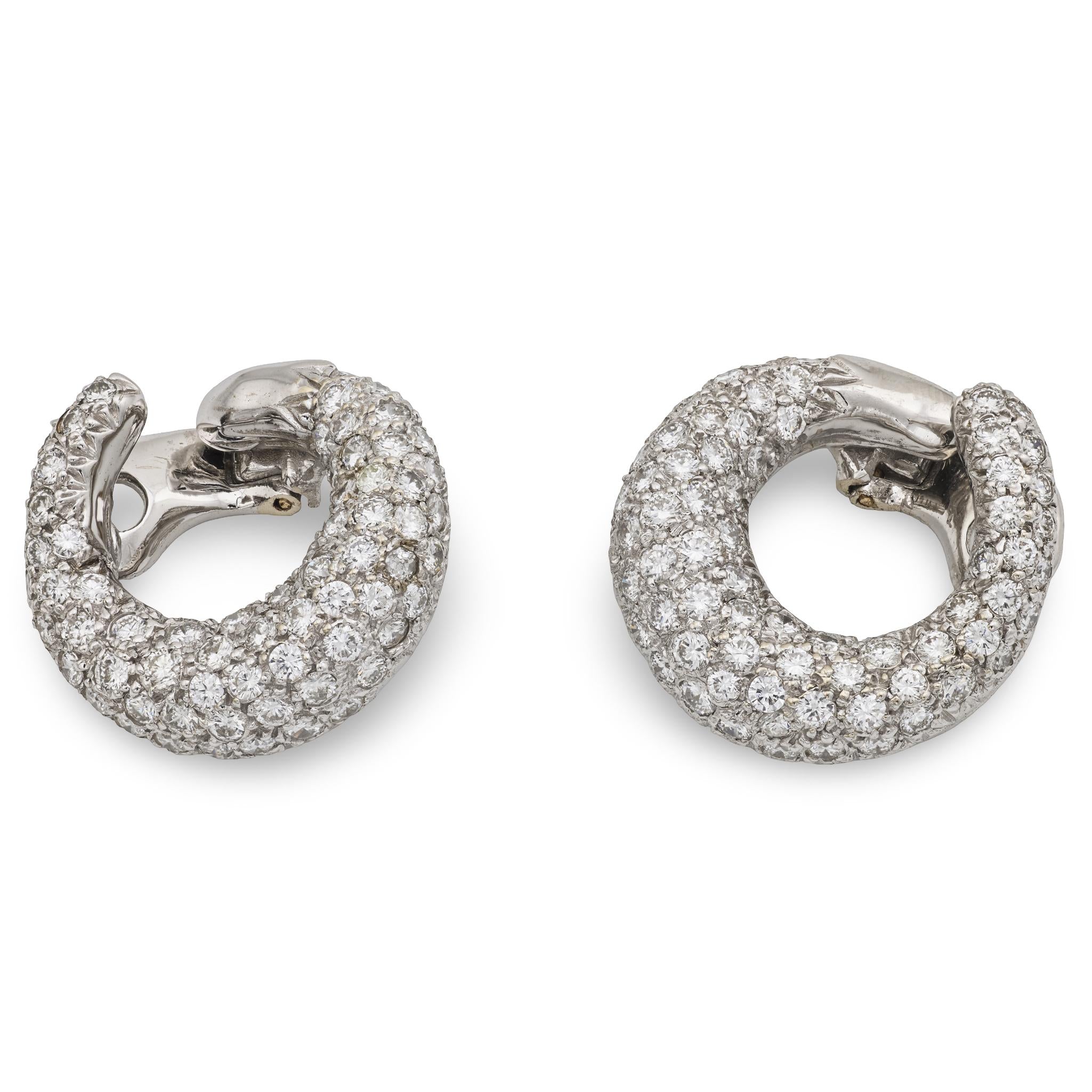 Estate 14k Pavé Swirl Earrings
