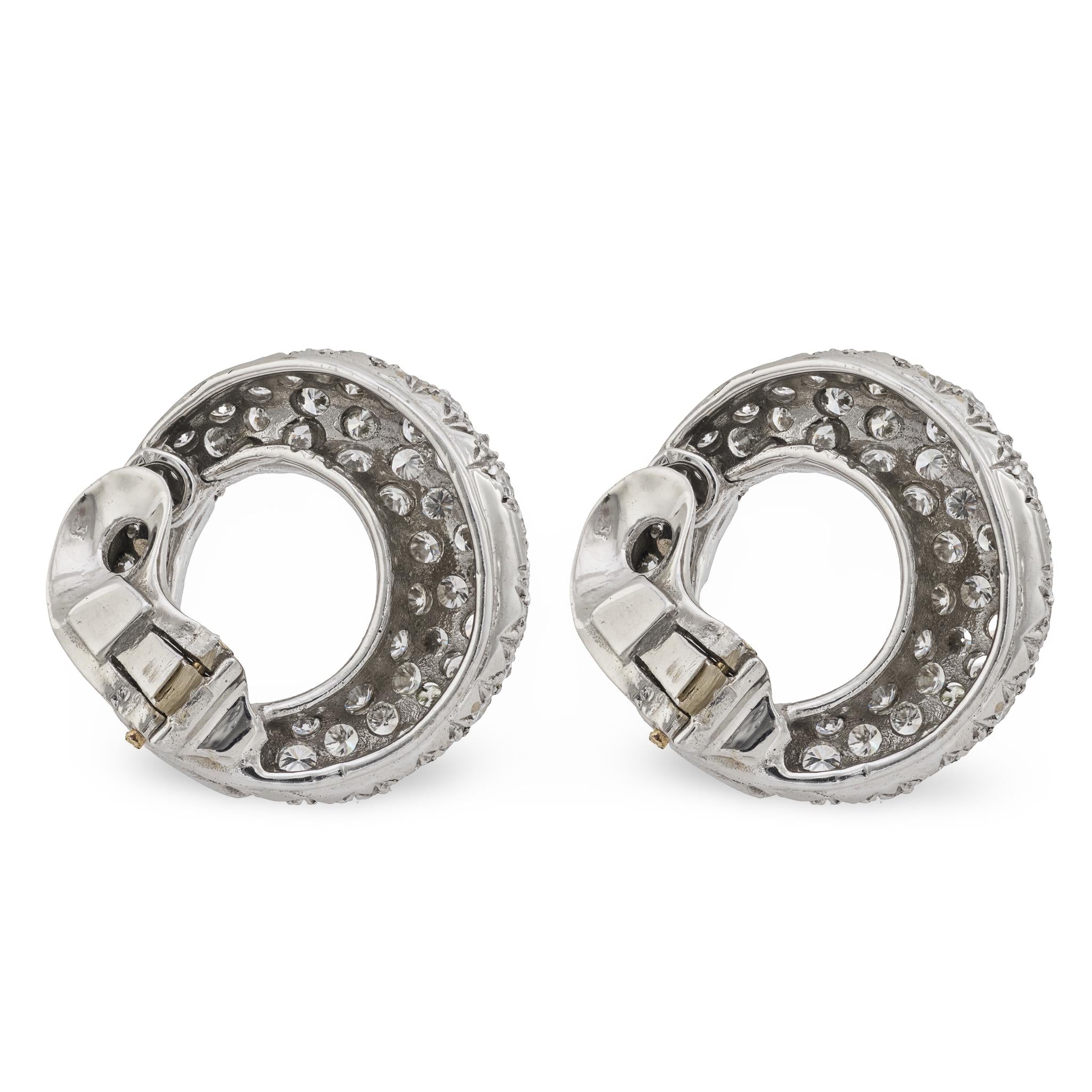 Estate 14k Pavé Swirl Earrings